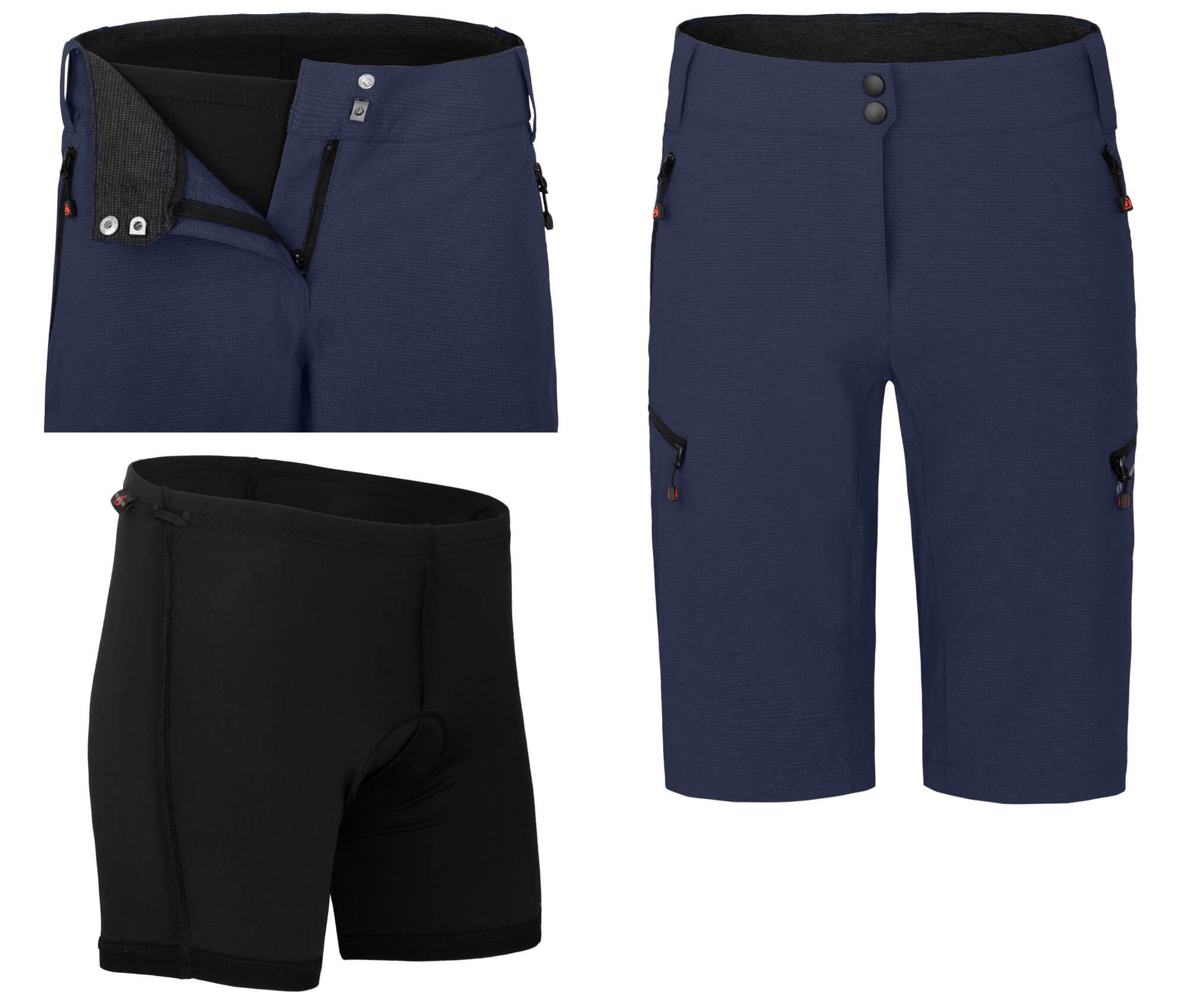 Bergson Fahrradhose VINA Bermuda Damen Radshorts (mit gepolsterter  Innenhose), robust, elastisch, Normalgrößen, peacoat blau