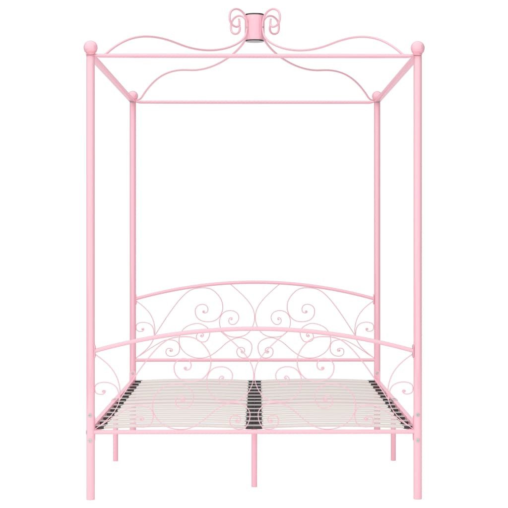 vidaXL Himmelbett 140 x 200 cm Himmelbett-Gestell Rosa Metall 140x200 cm Bett Bettrahmen