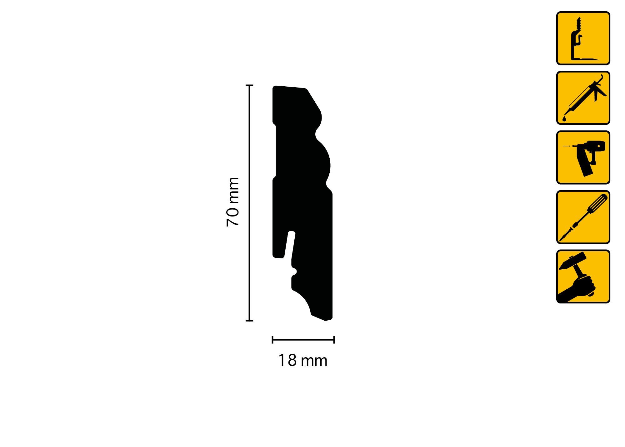 nestup 240 L: Sockelleiste Stück NU073 weiß 7.0 Sockelleiste, cm, foliert, Hamburger 18x70x2400mm H: 1 MDF cm,