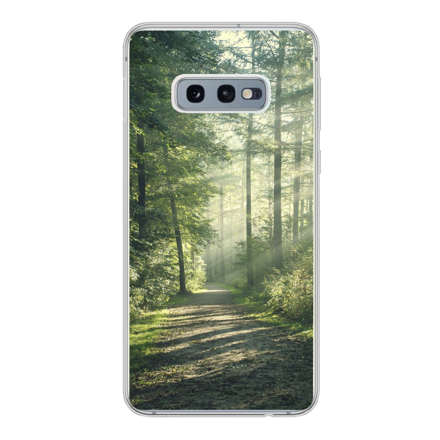 MuchoWow Handyhülle für Samsung Galaxy S10e Wald - Weg - Sonne - Bäume - Grün - Natur, Phone Case, Silikon, Schutzhülle Dünn