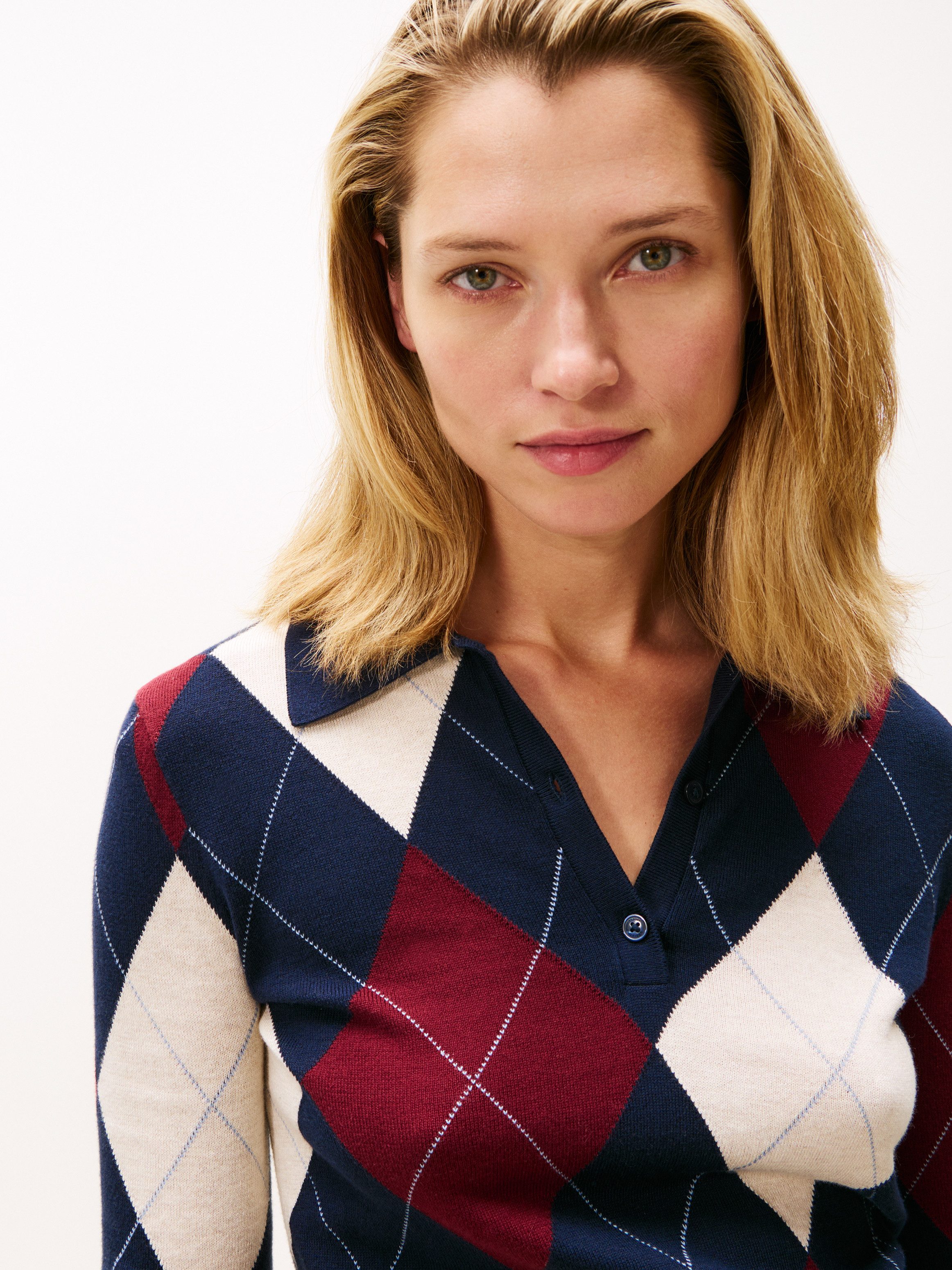 Tommy Hilfiger Strickpullover CO ARGYLE POLO-NK SWEATER günstig online kaufen