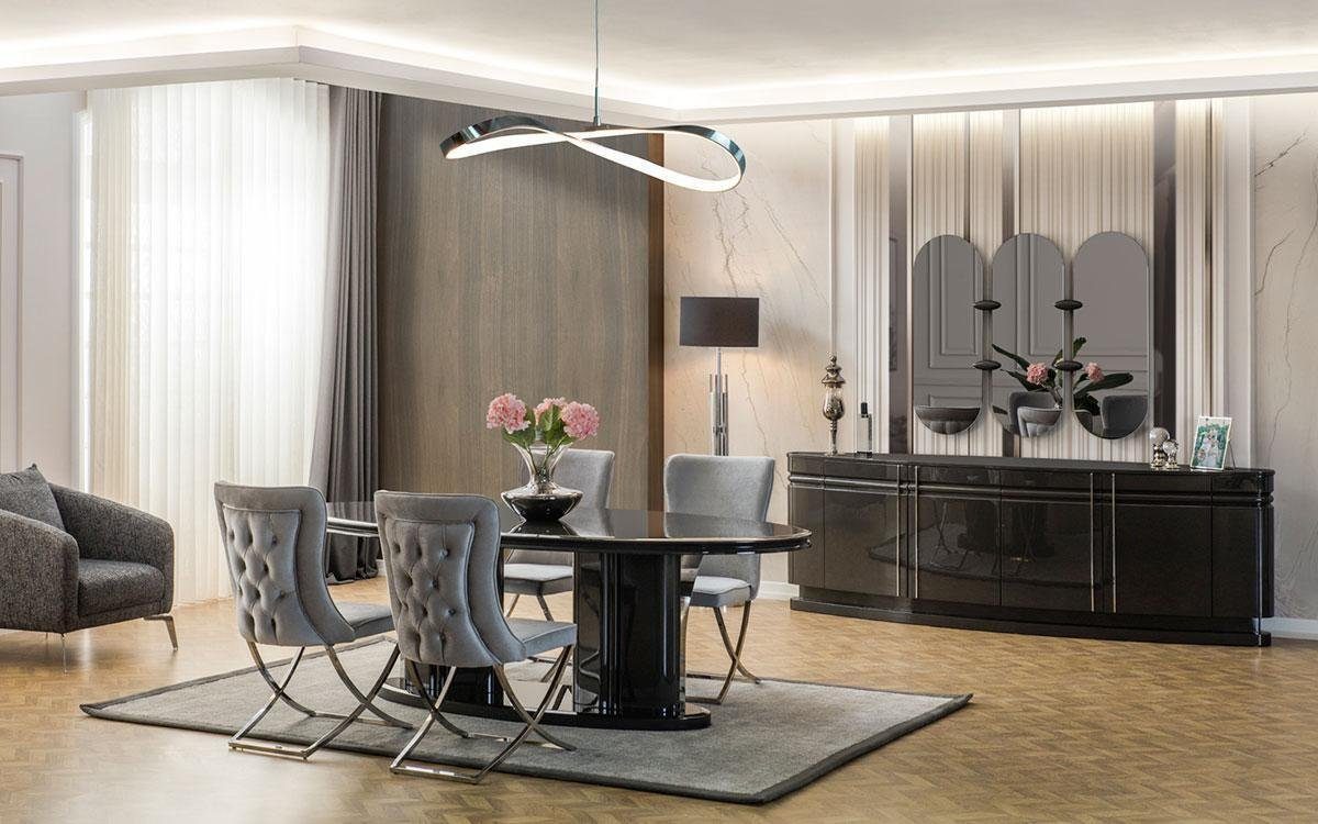 [Am beliebtesten] JVmoebel Essgruppe Luxuriöse Esszimmer 6x Made 3x In Spiegel, Set Esstisch + Stühle + Sideboard Europe 