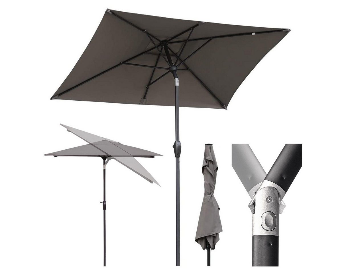 Sekey Sonnenschirm Rechteckige Sonnenschirme Kippbar mit Kurbel Gartenschirm groß, Sonnenschutz UV50+, Gartenschirm Knickbar, für Garten, Terrasse