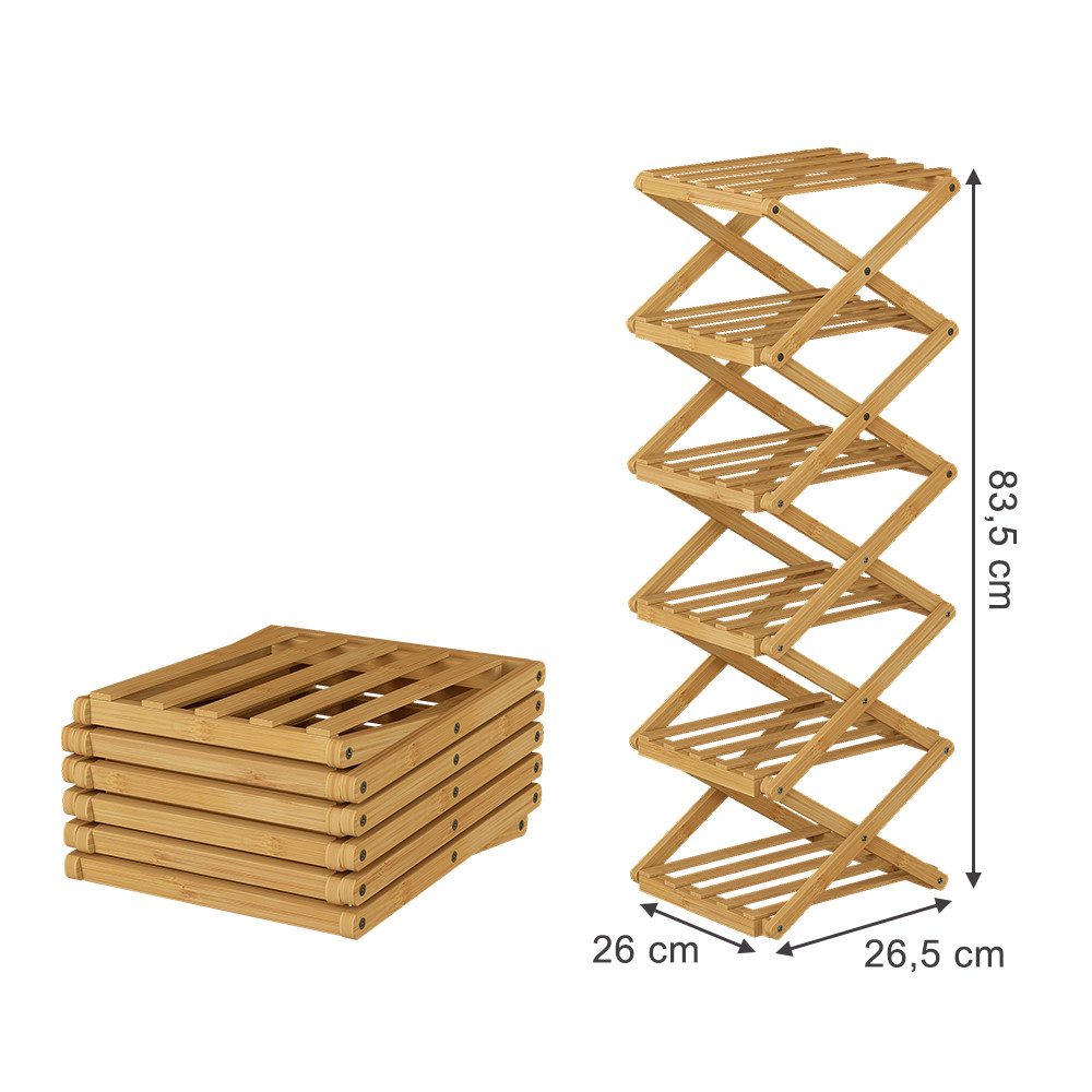 Vicco Schuhregal Ziggy, Bambus, 26 x 83.5 cm mit 6 Fächern günstig online kaufen