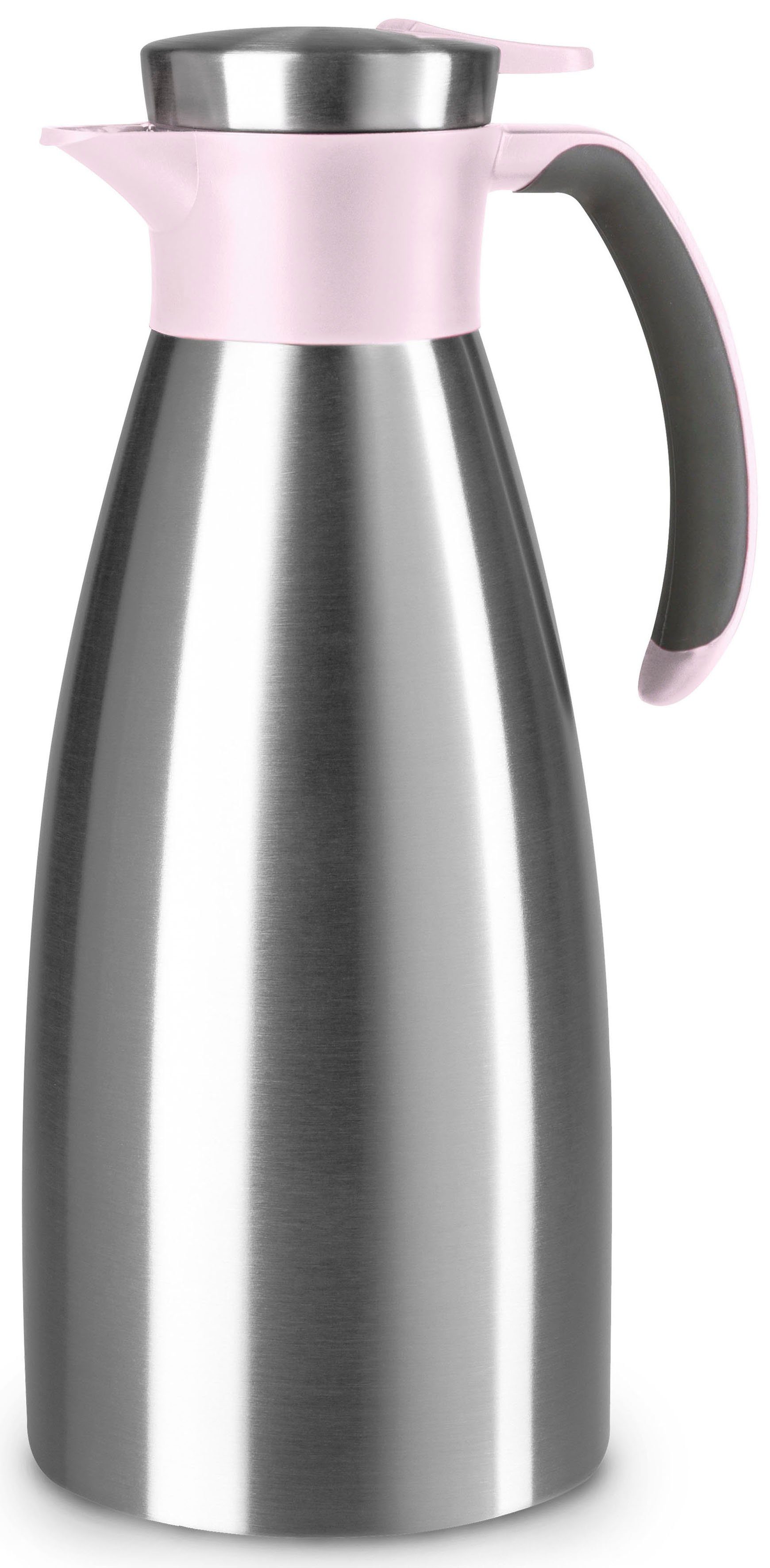 Emsa Isolierkanne Soft Grip, 1,5 l, (1-St), Quick Tip Verschluss, rutschfester Halt, 12 h heiß, 24 h kalt