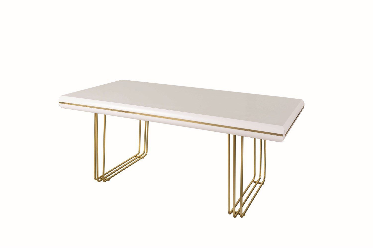 Xlmoebel Esstisch Luxus Tisch aus massivem Holz mit elegantem Metallgestell in Weiß (Esstisch, 1-St., Esstisch), Hergestellt in Europa