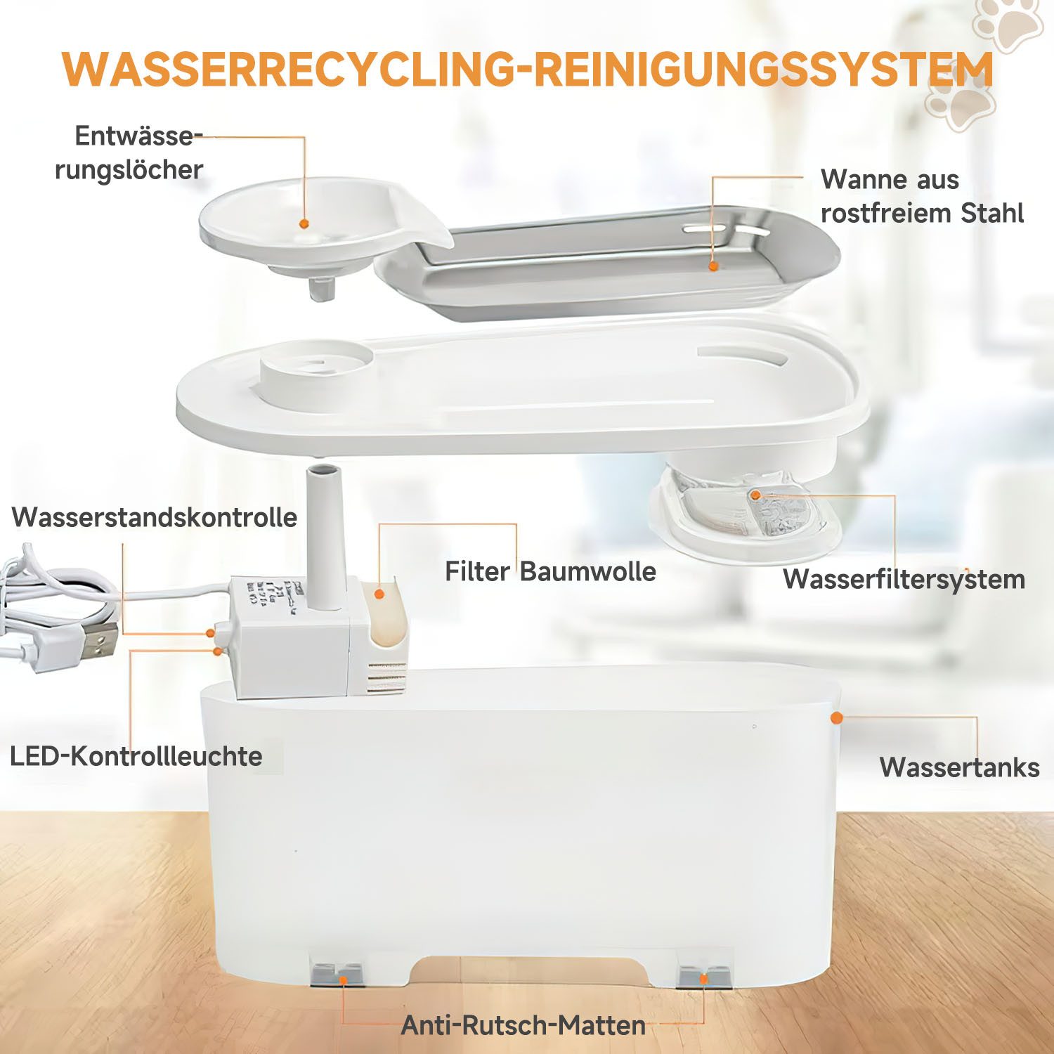 SURFOU Trinkbrunnen Katzenbrunnen 2.5L Trinkbrunnen 2.5 günstig online kaufen