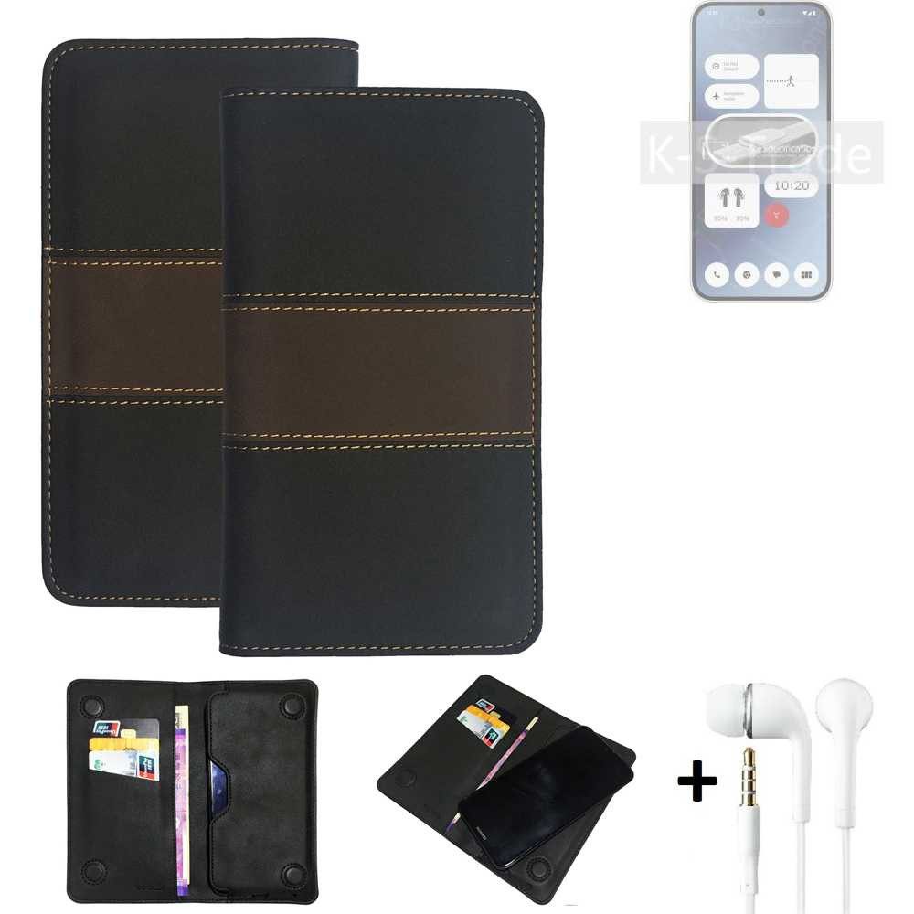 K-S-Trade Handyhülle für Nothing Phone (2a), Handyhülle + Kopfhörer Schutzhülle Walletcase Bookstyle Tasche