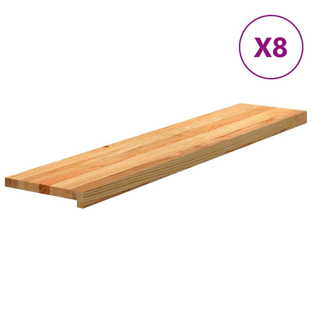 vidaXL Stufenmatte Treppenstufen 8 Stk. Hellbraun 120x25x2 cm Massivholz Eiche, Hütte, Höhe: 2 mm, Treppenstufen 8 Stk. Hellbraun 120x25x2 cm Massivholz Eiche