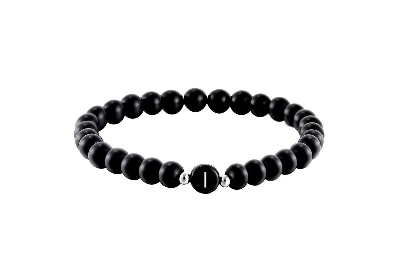 Kim Johanson Armband Onyx mit Buchstaben, personalisiert, elastisch, Geschenk