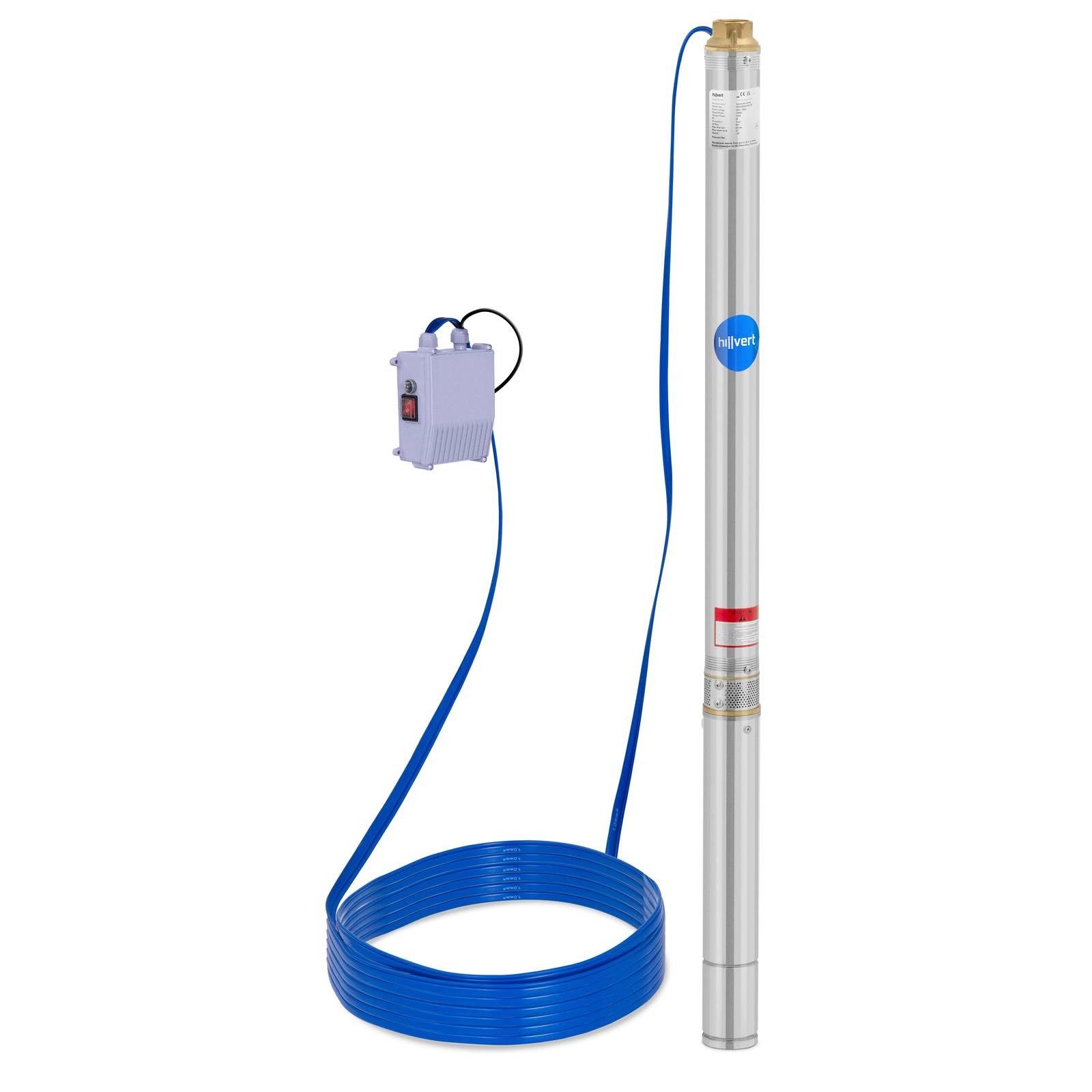 Hillvert Tiefbrunnenpumpe 3.800 l/h Brunnenpumpe Tauchpumpe 1000 W Förderhöhe 85 m Kabel 50 m