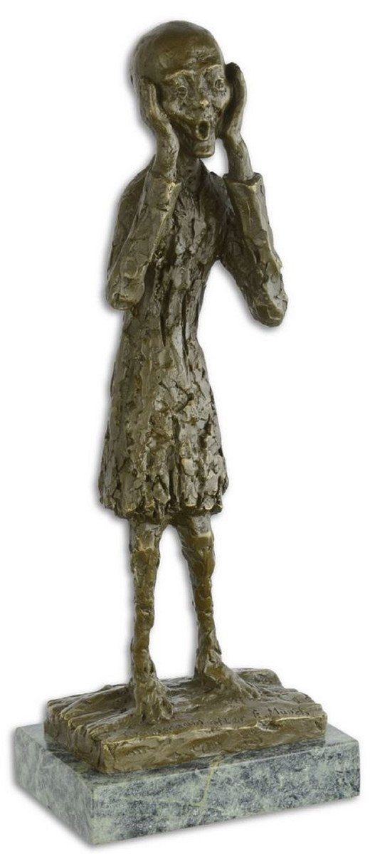 Casa Padrino Dekofigur Luxus Bronze Skulptur Der Schrei Bronze / Grau 14,5 x 9,9 x H. 38,2 cm - Deko Bronzefigur