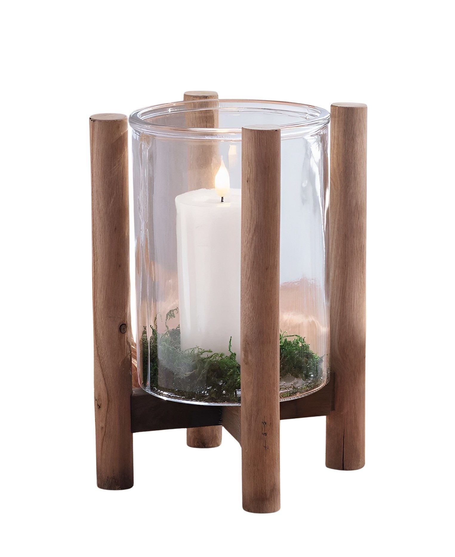 Windlicht Windlicht "Sixties" Holzgestell mit Glaswindlicht, 29 cm hoch, Vase