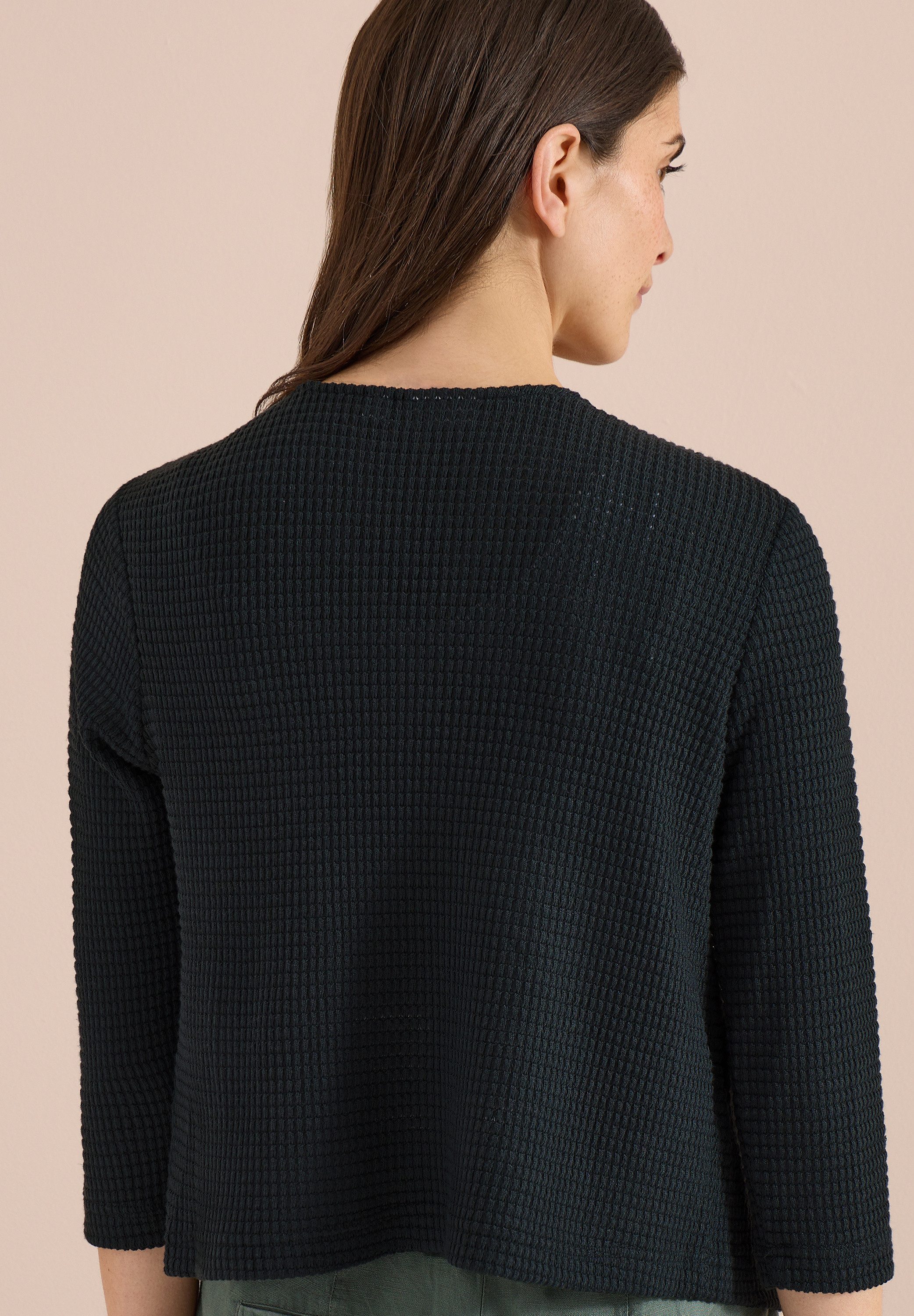 CECIL Shirtjacke Offene 3/4-Arm Jacke im Ajour-Look