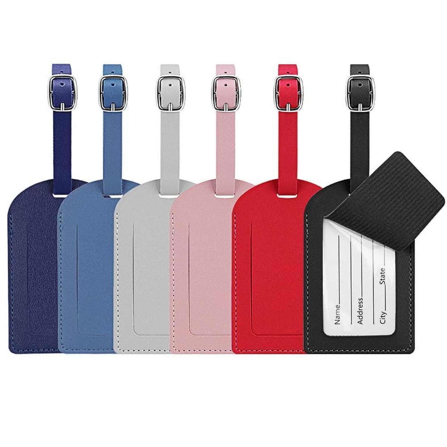 Gepäckanhänger Kofferanhänger Adressschild PU Schwarz Rot Blau Rosa Grau Haze Blue