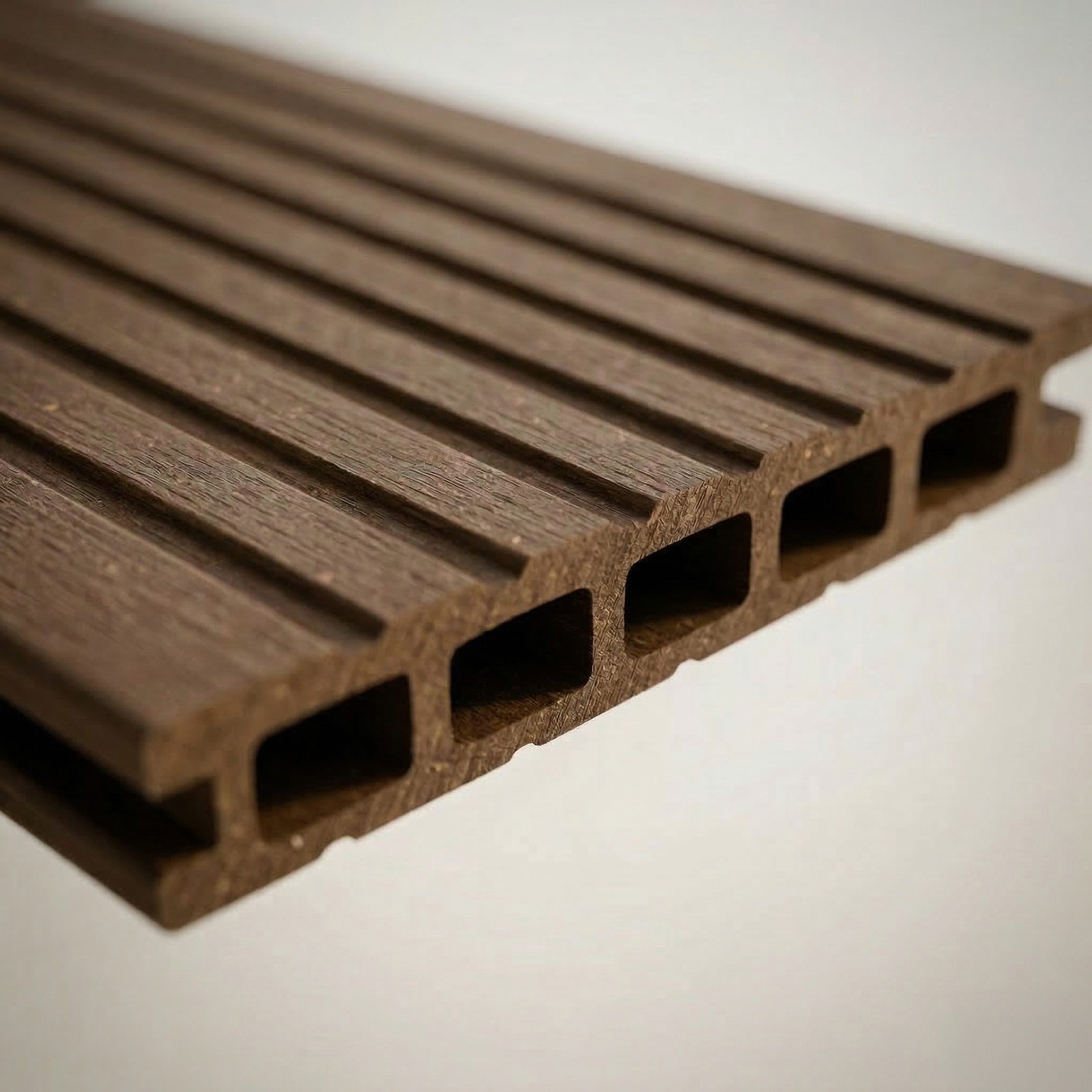 Woodstore24 Terrassendielen WPC Terrassenboden Komplettset mit Clipsystem, 20 mm Stärke, (Hohlkammer Diele geriffelt 240 cm Länge 145 mm Breite, Terrassenboden in Anthrazit Grau Braun für Balkon & Garten Outdoor), WPC Terrassendielen Komplettset mit Clipsystem