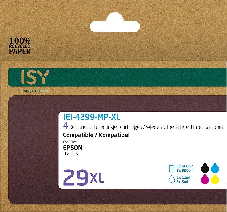 ISY Multipack 4 Epson T2996 (29XL) (T2991+T2992+T2993+T2994) Nachfülltinte (x)