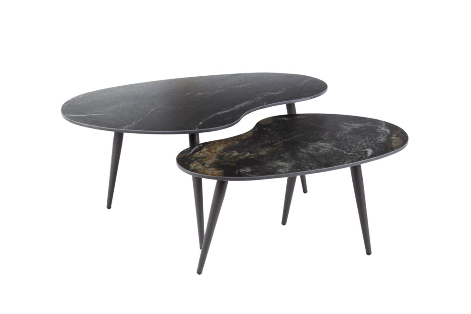 KAWOLA Couchtisch PONTE (Set, 2-St), Keramik schwarz nierenförmig