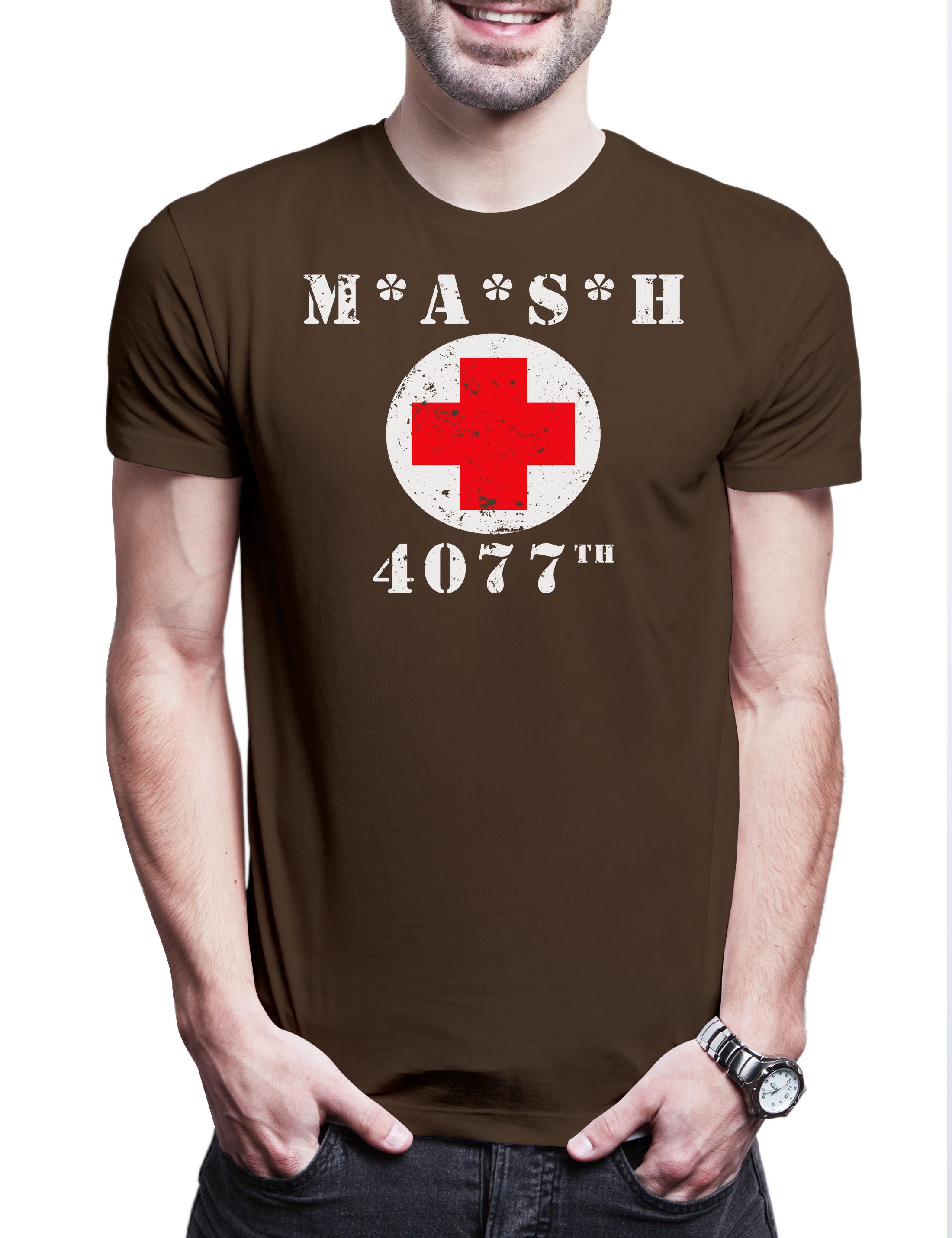 Urban Backwoods Print-Shirt MASH Logo Herren T-Shirt 4077th M.A.S.H. Army Symbol TV Doctors Series (1-tlg) Serie Larry Gelbart Mobile