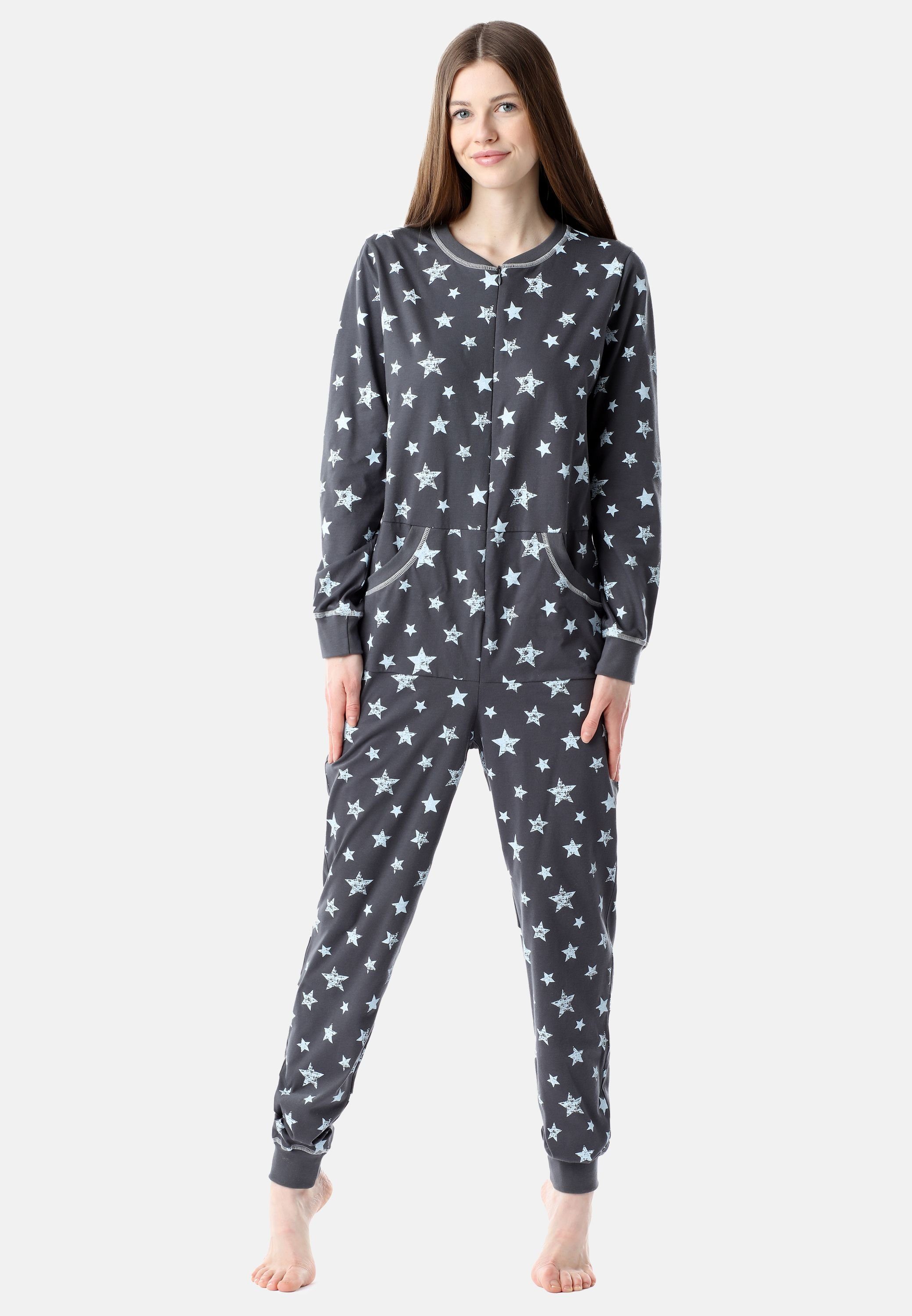 Schlafanzug Schlafoverall Bellivalini Pyjama BLV50-206 Damen Sterne Graphite/Blaue