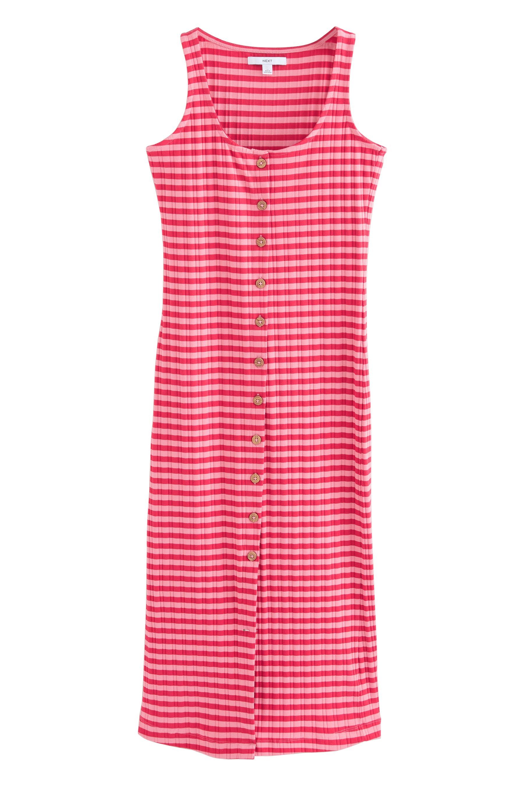 Next Midikleid Geripptes Midikleid mit eckigem günstig online kaufen