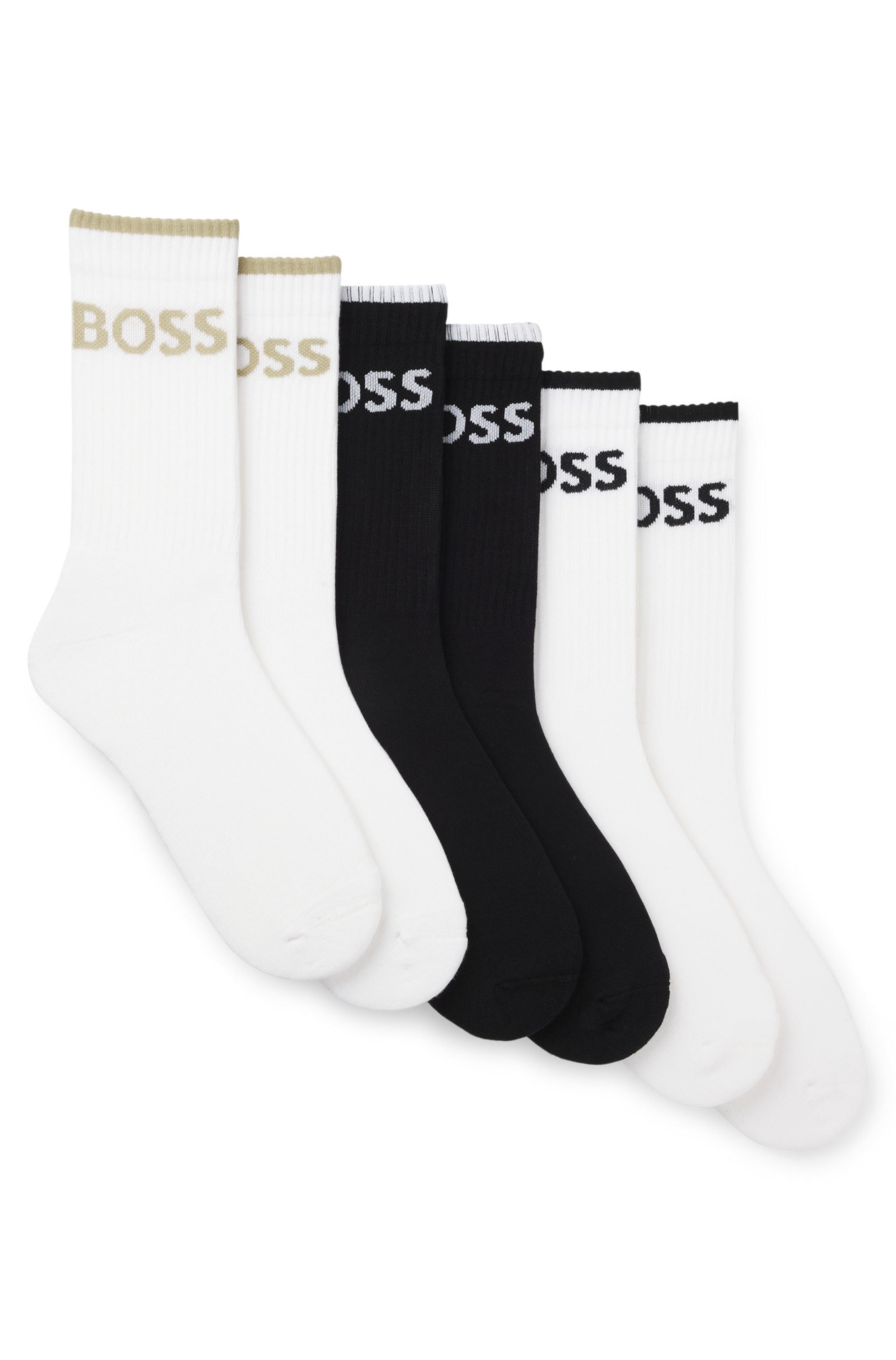 BOSS Businesssocken 6P QS Stripe CC (Packung, 6-Paar, 6er) mit BOSS Schriftzug