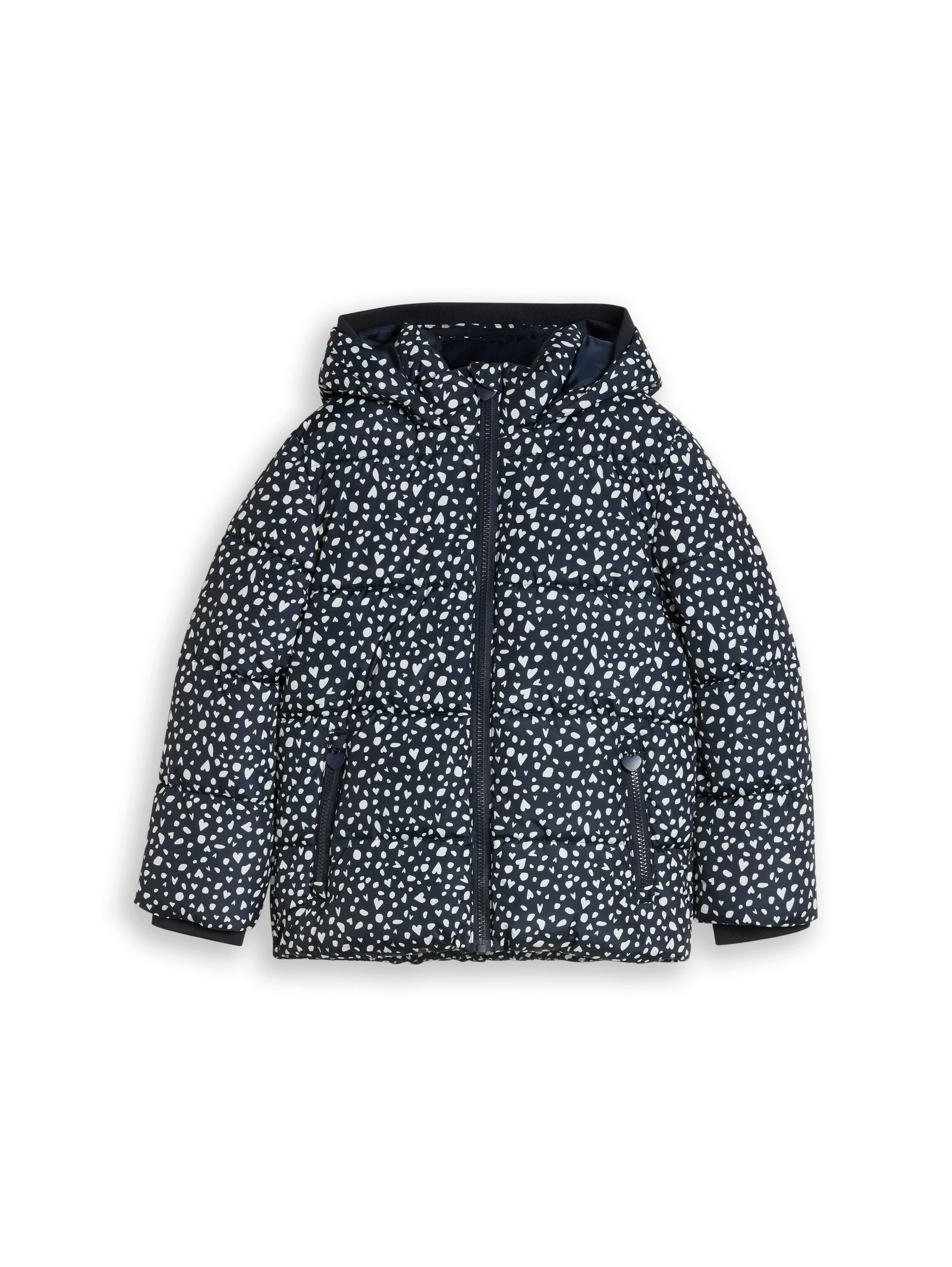 TOM TAILOR Steppjacke Winterjacke mit Kapuze und Allover-Herz-Prints / Für Girls