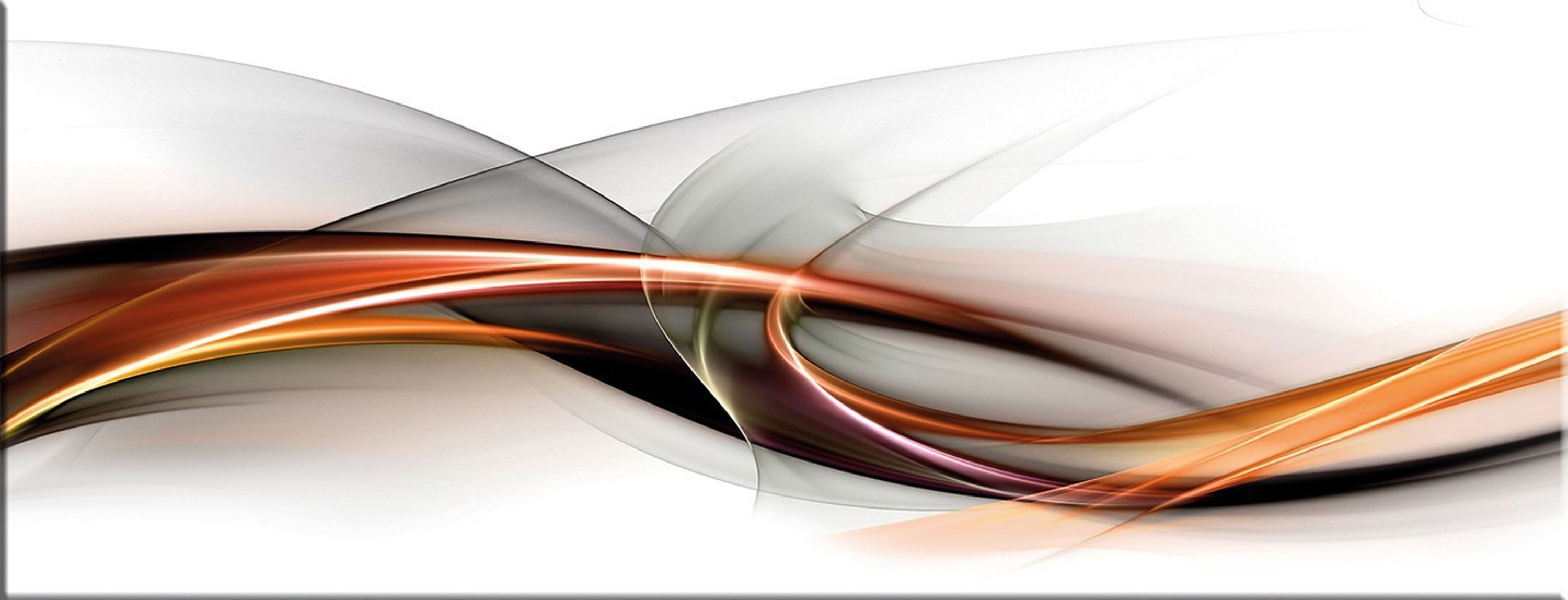 artissimo Glasbild Bild aus Glas 80x30 cm / Wandbild Querformat / Wanddeko modern, Abstrakt: Linienkunst in Kupfer und Schwarz