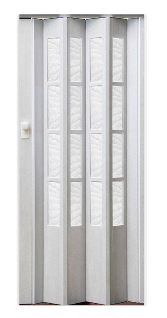 Vivaldi Falttür Schiebetür weiß gewischt Fenster Schloss H. 203 cm B. bis 86 cm cgl321 (1 Packung Karton, 1-St., 1 Set), teils vormontiert