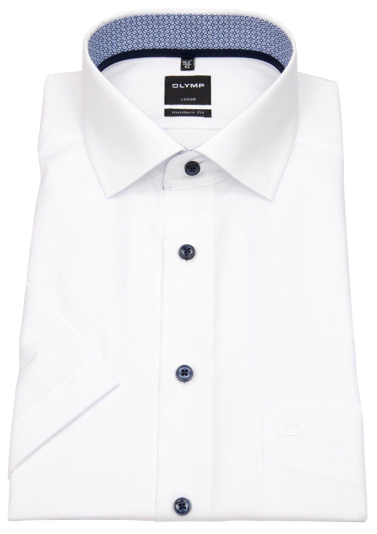 OLYMP Kurzarmhemd Modern Fit leicht tailliert bügelfrei Kentkragen günstig online kaufen