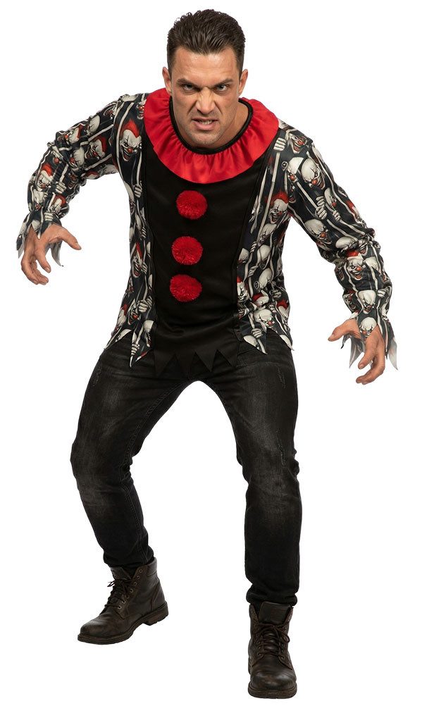 Karneval-Klamotten Clown-Kostüm Pierrot Herren Harlekin Clown schwarz weiß rot, Zirkus Clown Kostüm Narre Pierrot Harlekin Karneval Gruppenkostüm
