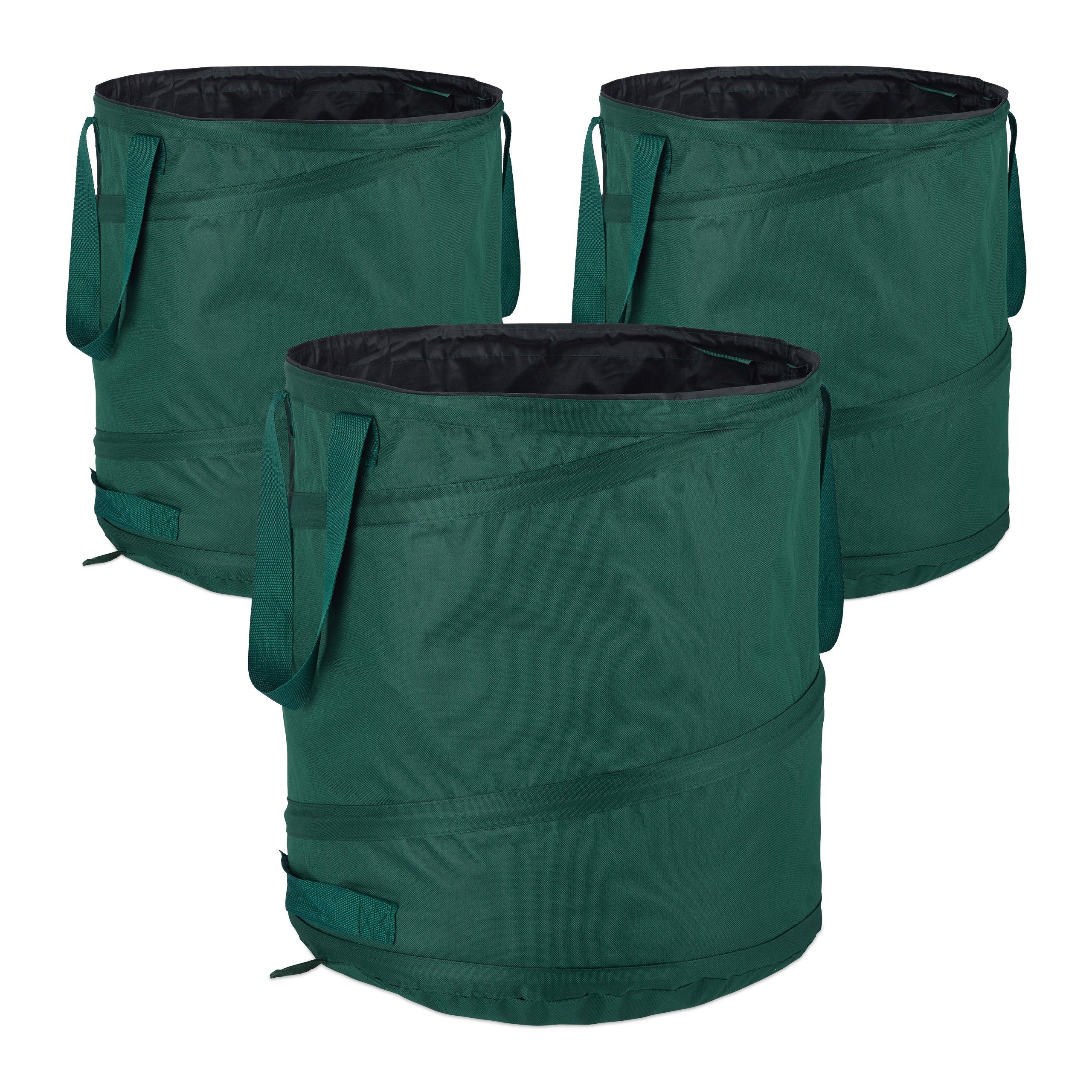 relaxdays Gartensack 3er Set Laubsack selbstaufstellend 60 L, für Laub, Gras, Grünschnitt und Unkraut, 60 l, (3-tlg)