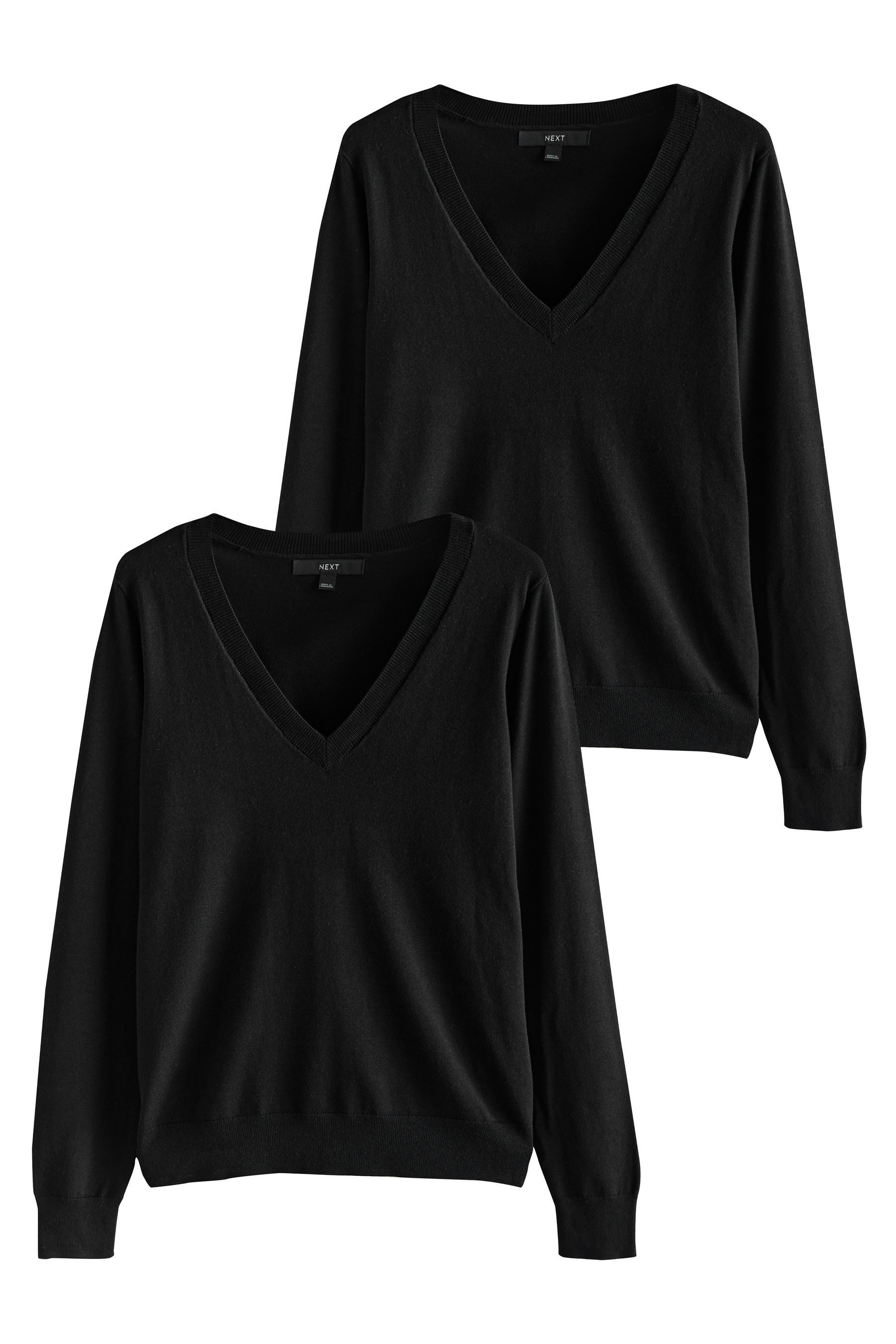 V-Ausschnitt-Pullover Weiche Pullover mit V-Ausschnitt, 2er-Pack