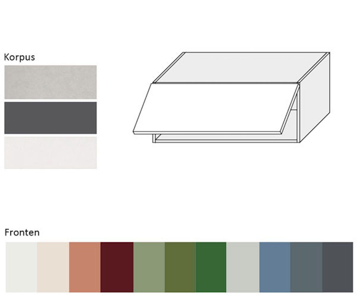 Feldmann-Wohnen Klapphängeschrank & 90cm Korpusfarbe Hochglanz smaragdgrün grifflos Klapptür mit Florence RAL 6001 Front- (Florence) wählbar