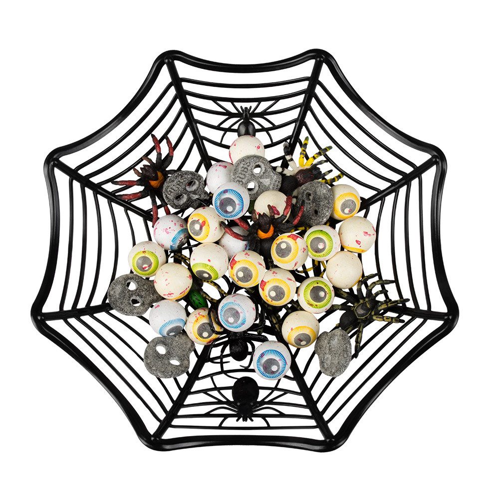 Boland Hexen-Kostüm Halloweenkorb Spinnennetz 27 cm schwarze Süßigkeitenschale Deko, Mischung aus praktischer Süßigkeitenschale und stilvoller Grusel-Deko