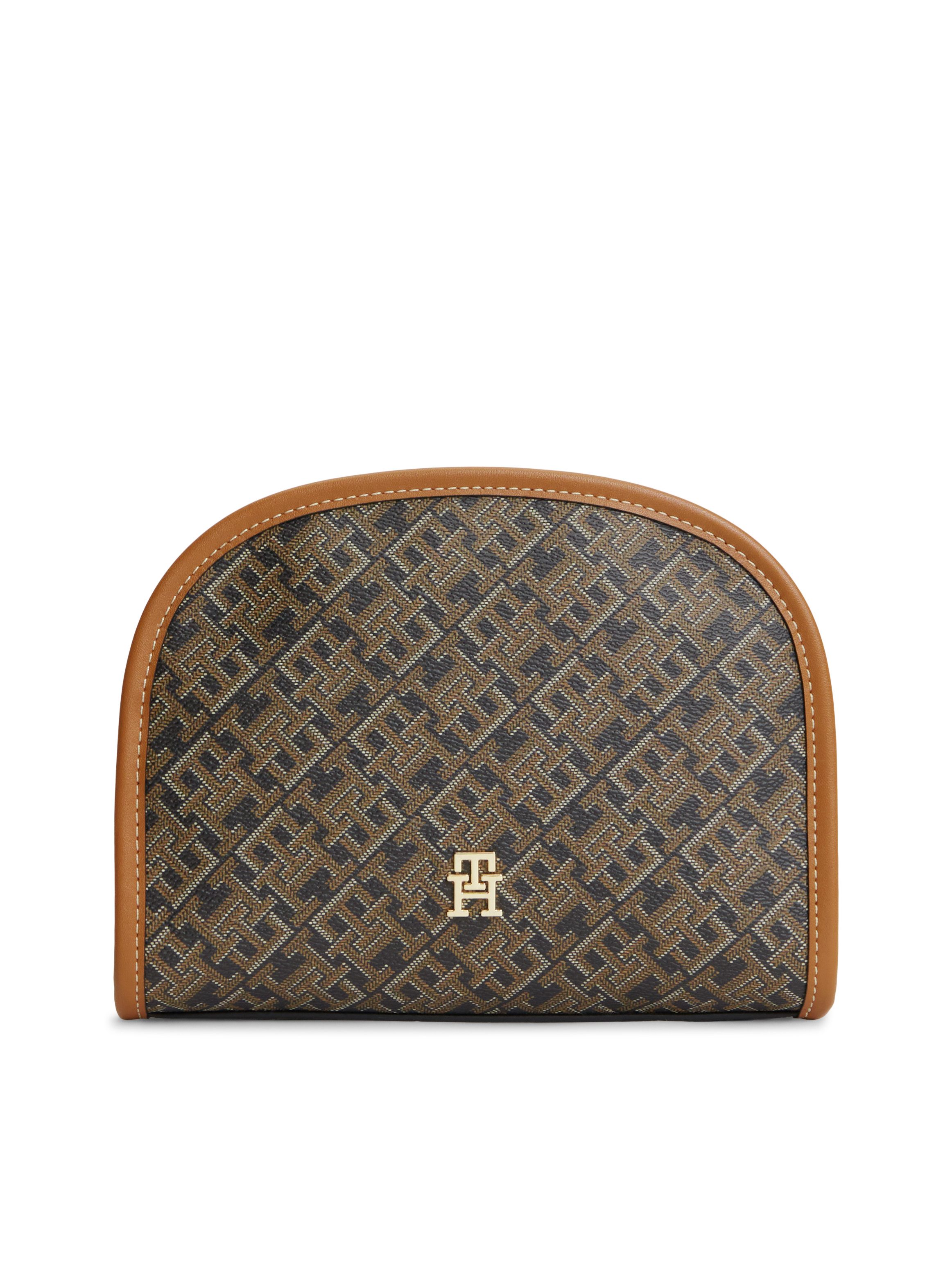 Tommy Hilfiger Kulturbeutel TH ICON WASHBAG MONO PRINT, Unisex Waschbeutel, Minibag mit TH-Allover-Print