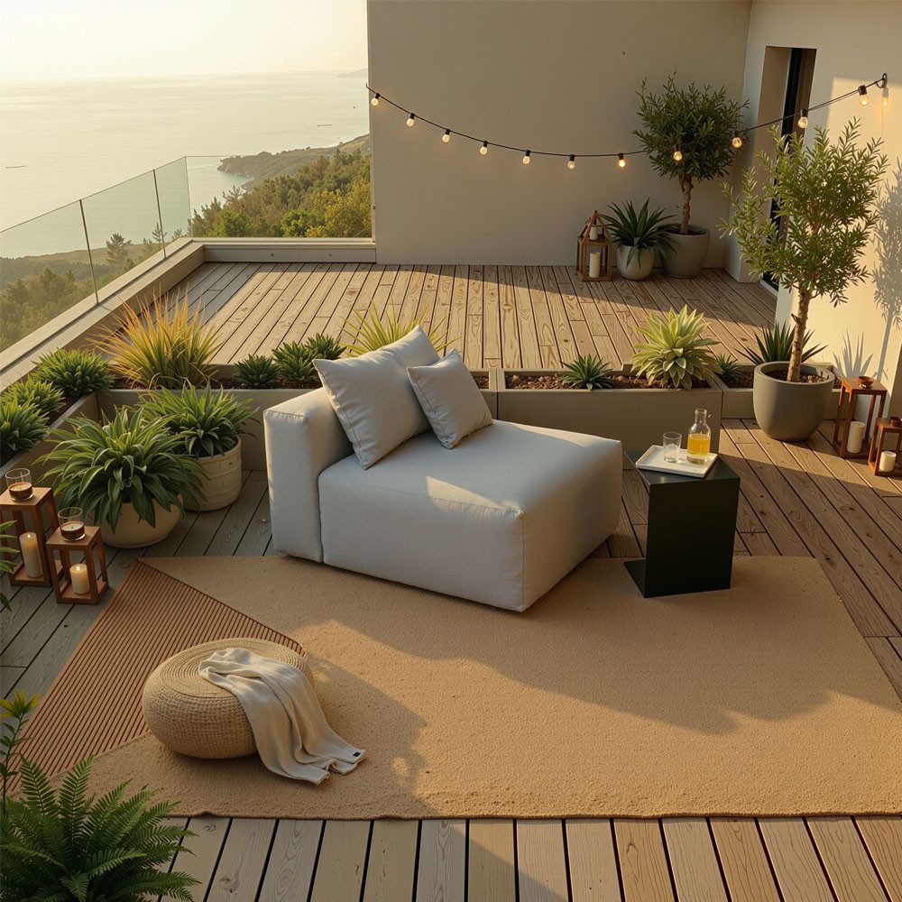 HOME DELUXE Gartensofa Modulares Outdoor Sofa ALAZIA, UV-beständig & robust, Wetterfeste Lounge, Gartenliege