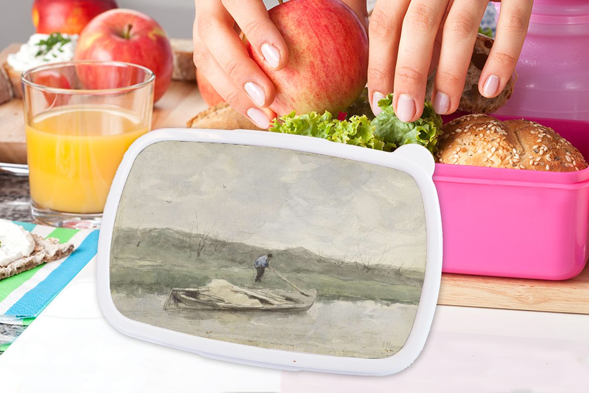MuchoWow Lunchbox Sandkahn Kunststoff, Kunststoff Gemälde von für Brotdose Erwachsene, - Anton (2-tlg), Mädchen, Snackbox, rosa Mauve, Kinder, Brotbox
