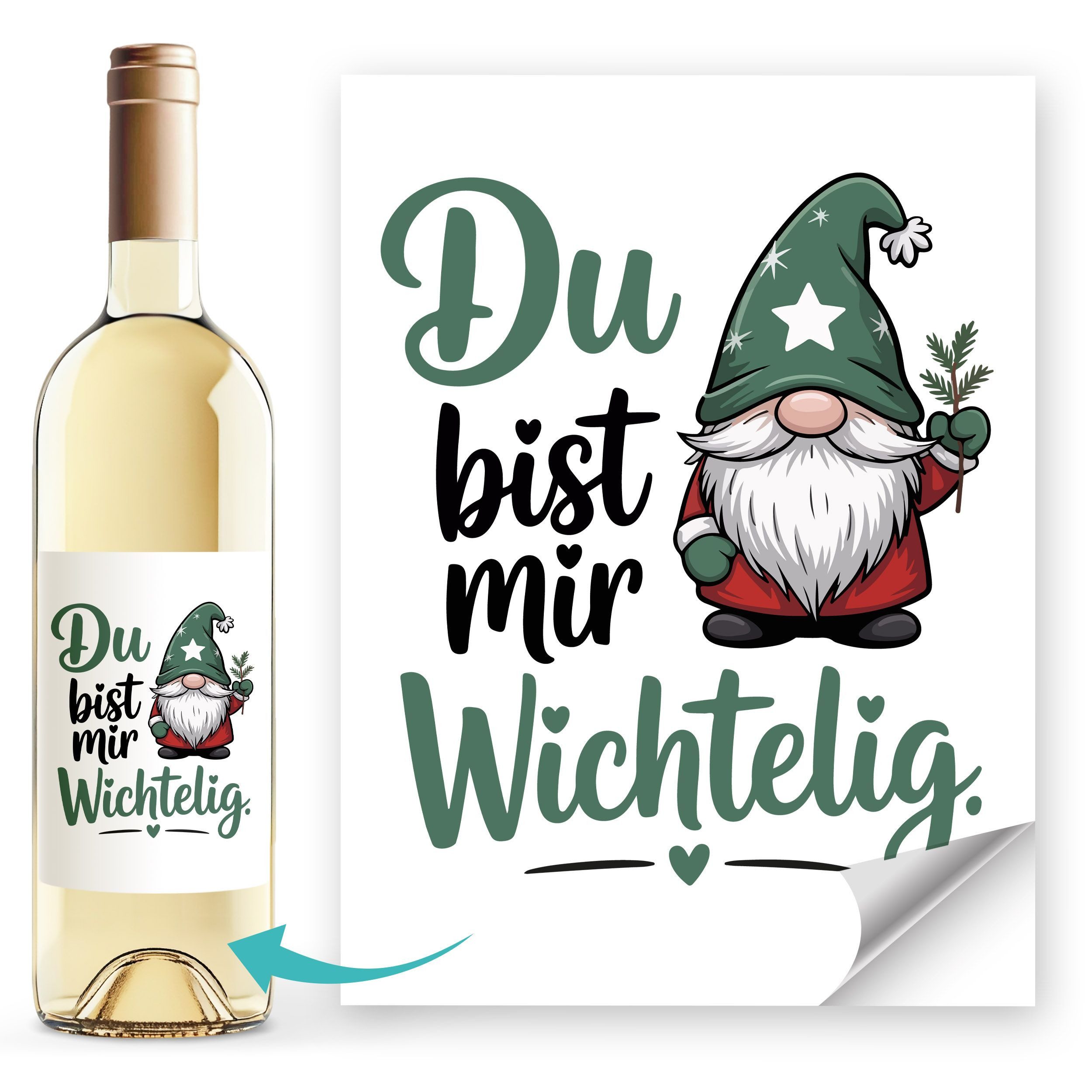 SpecialMe Aufkleber Weinetikett Weihnachten Flaschenaufkleber Wichtel Weihnachtszwerge