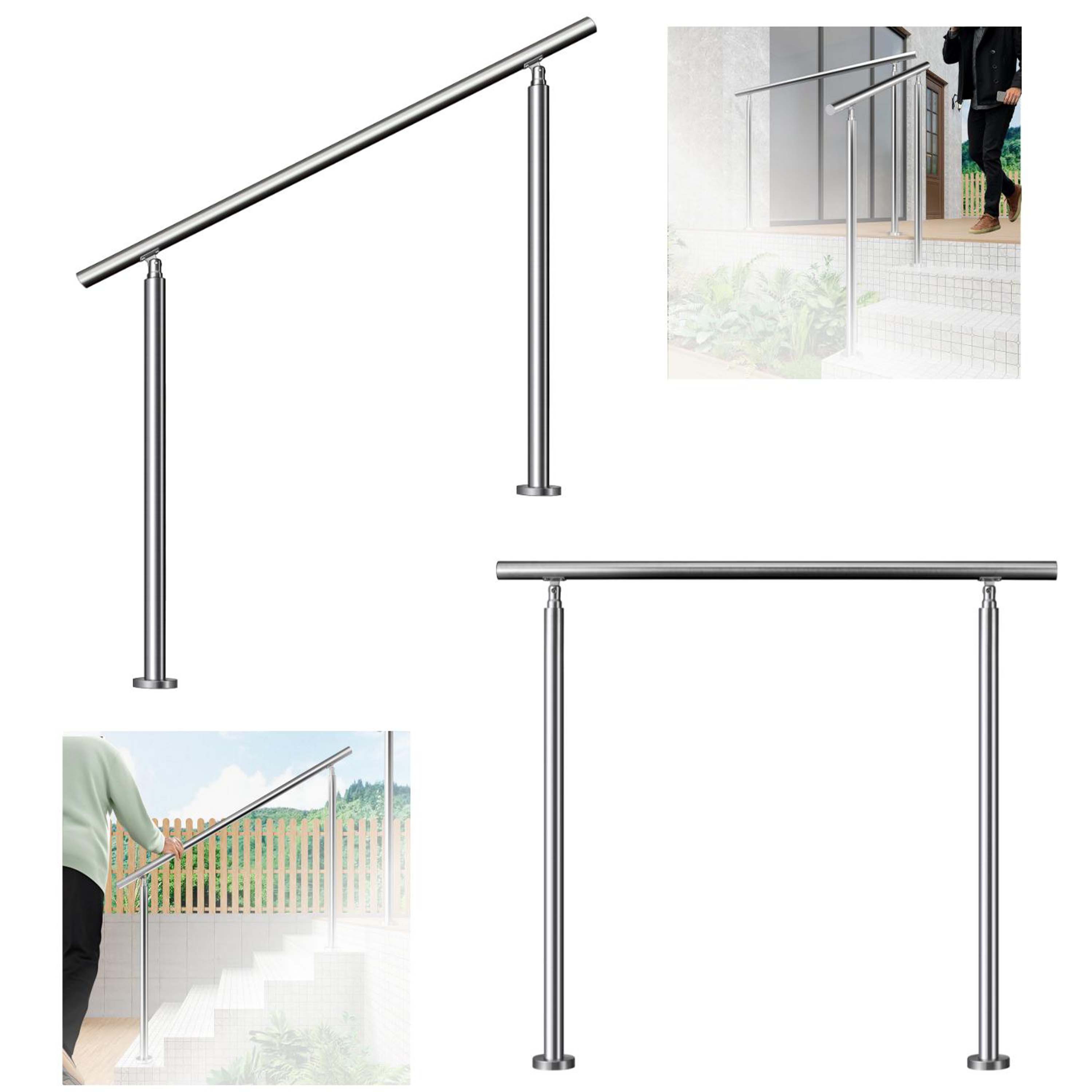Duschparadies Handlauf Eingangsgeländer, Geländer Edelstahl Handlauf, Treppengeländer außen, 100 cm Gesamtlänge, (Packung), Handlauf Edelstahl, Silber/Schwarz, 100/120/150 cm, innen und außen