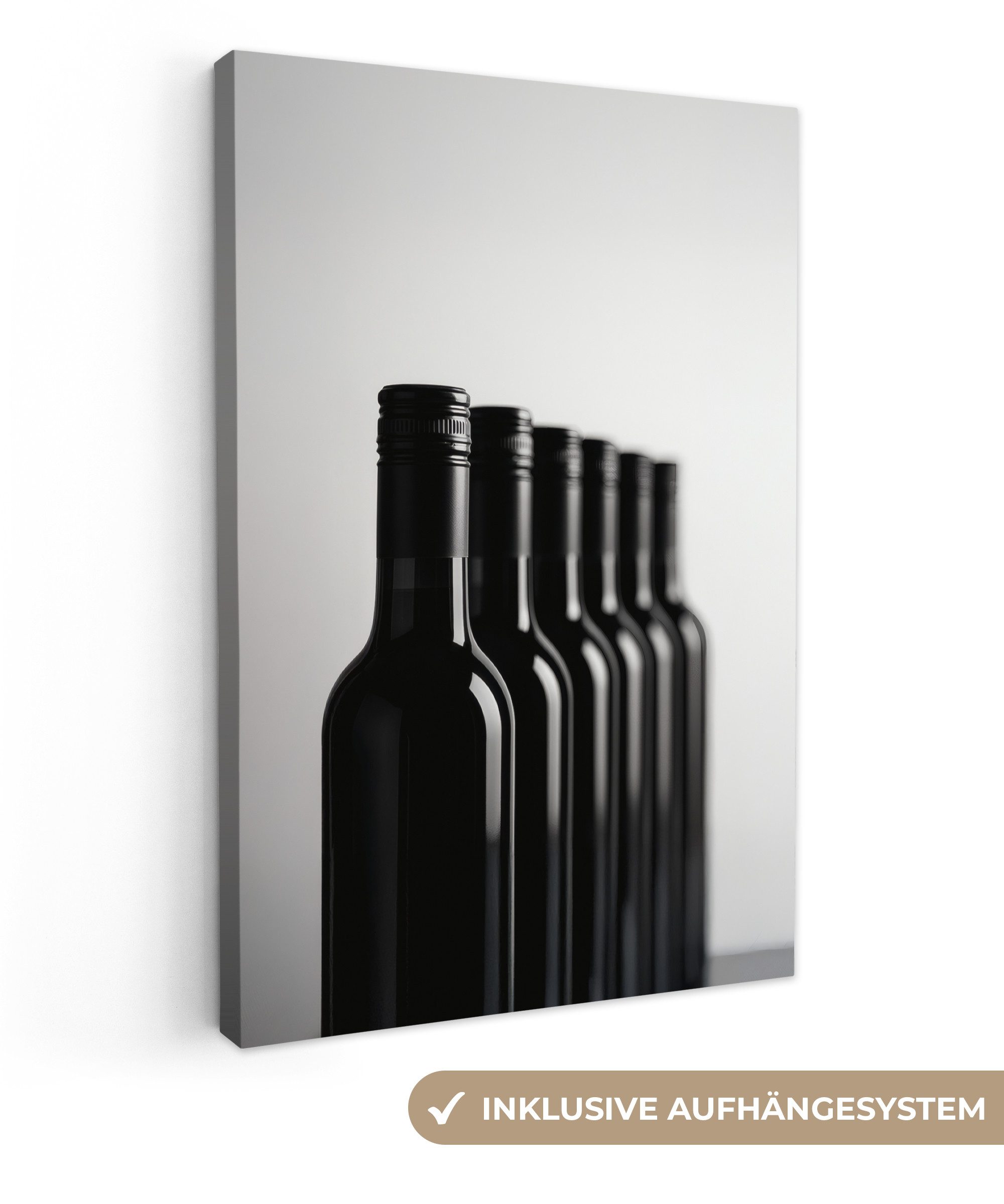 OneMillionCanvasses® Leinwandbild Weinflaschen - Schwarz - günstig online kaufen