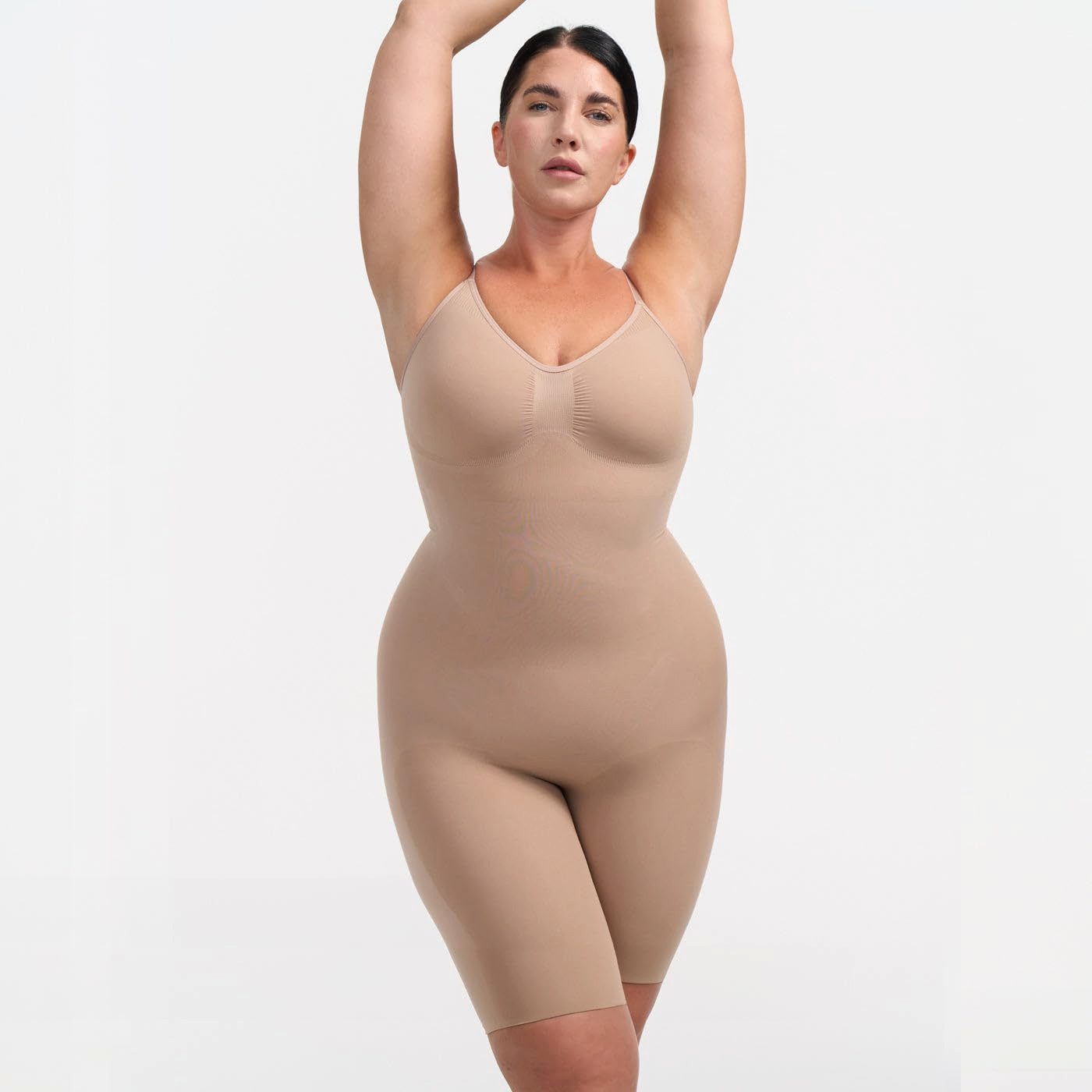 cfab (creamy fabrics) Miederbody Bodysuit Sculpting Shapewear mit Shorts-Beige-2XL (1-tlg) Figurformend