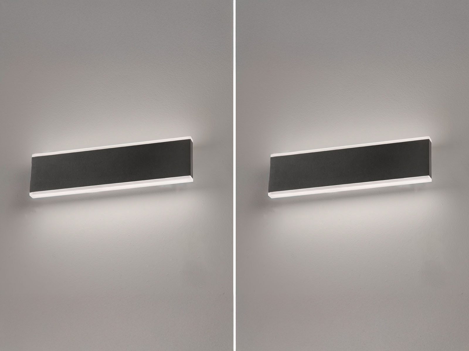 FISCHER & HONSEL LED Wandleuchte, LED fest integriert, Warmweiß, 2er SET Schwarz flach für indirekte-s Licht & Wand-Beleuchtung innen