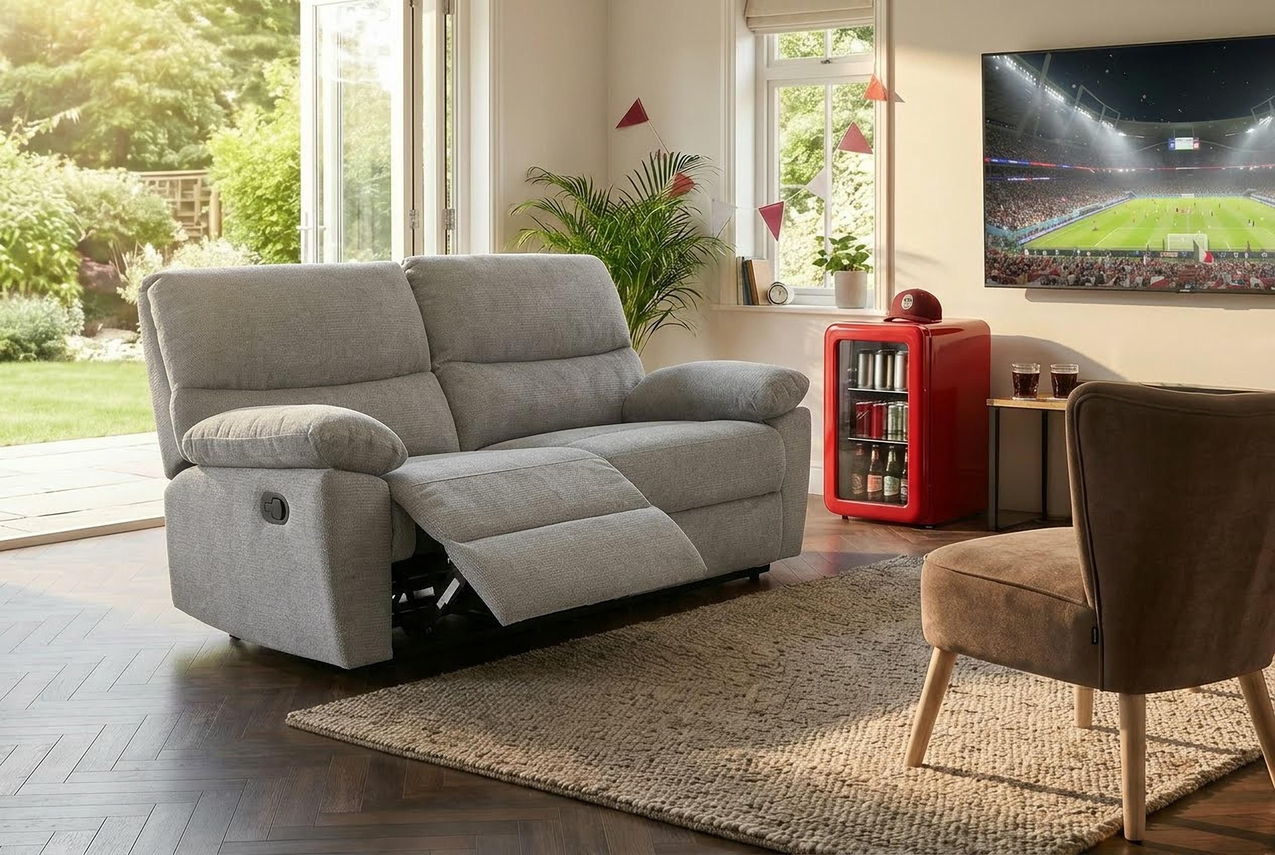 Home affaire 2-Sitzer LANNOY, mit manueller o. elektrischer Relaxfunktion in beiden Sitzen., Elektrische Variante mit USB A/C. Federkern, Webstoff