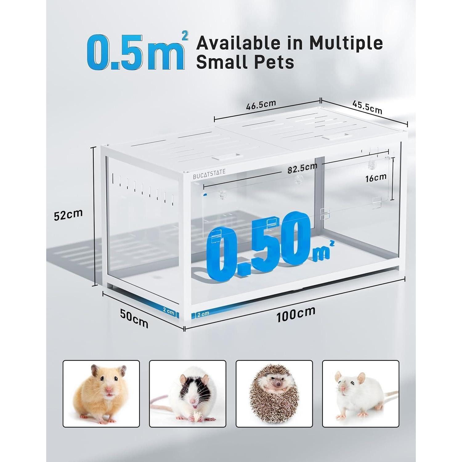 LuxusKollektion Kleintierkäfig Hamsterkäfig Rattenkäfig Metall stapelbar 100L x 50W x 52H CM Weiß