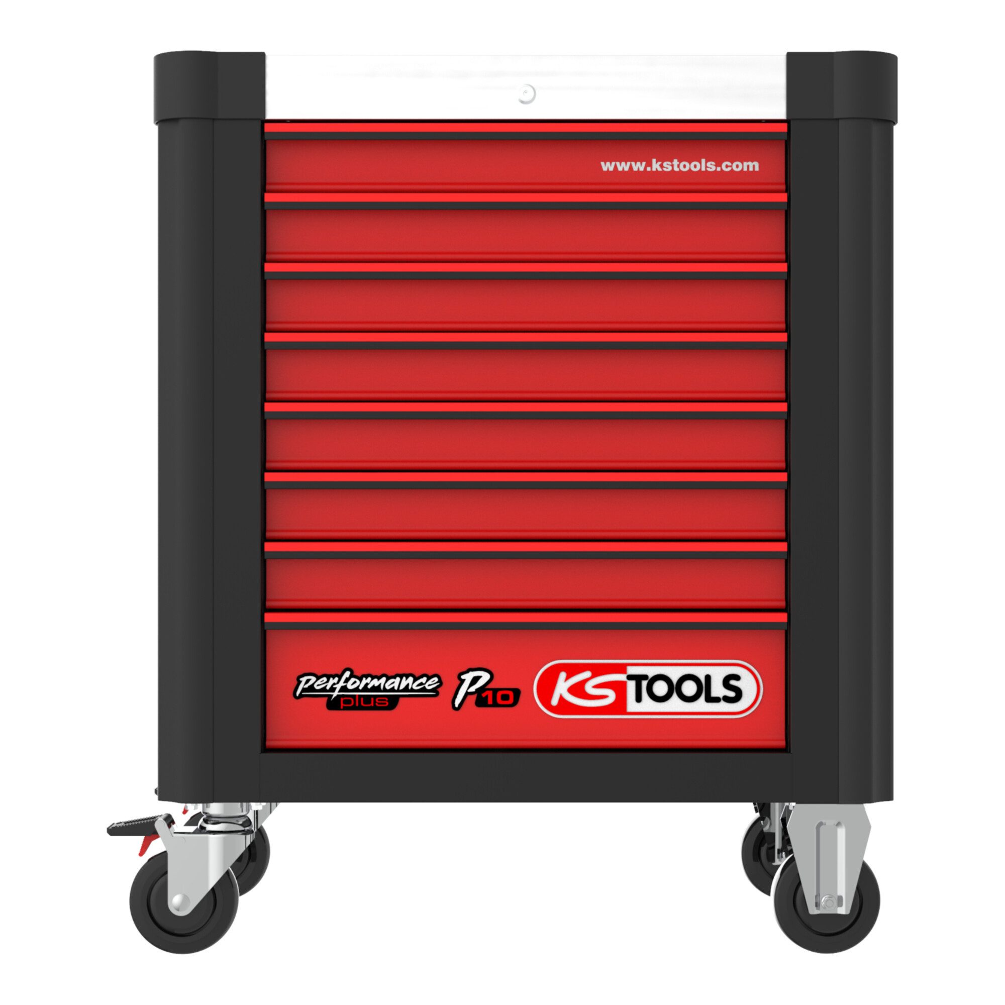 KS Tools Werkstattwagen KS Tools PERFORMANCEplus P10 SCHWARZ/ROT Werkstattwagen mit 8 Schublad