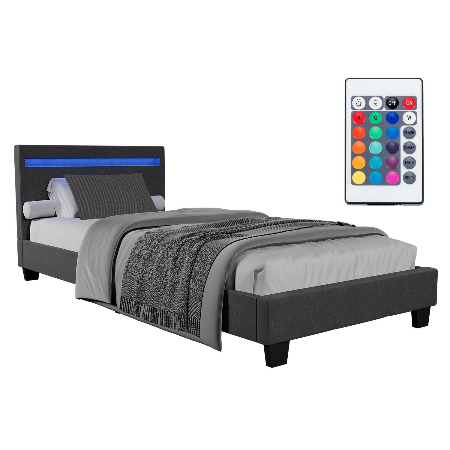 Juskys Polsterbett Verona, 120x200 cm, Webstoff, hohes Kopfteil, robustes B günstig online kaufen