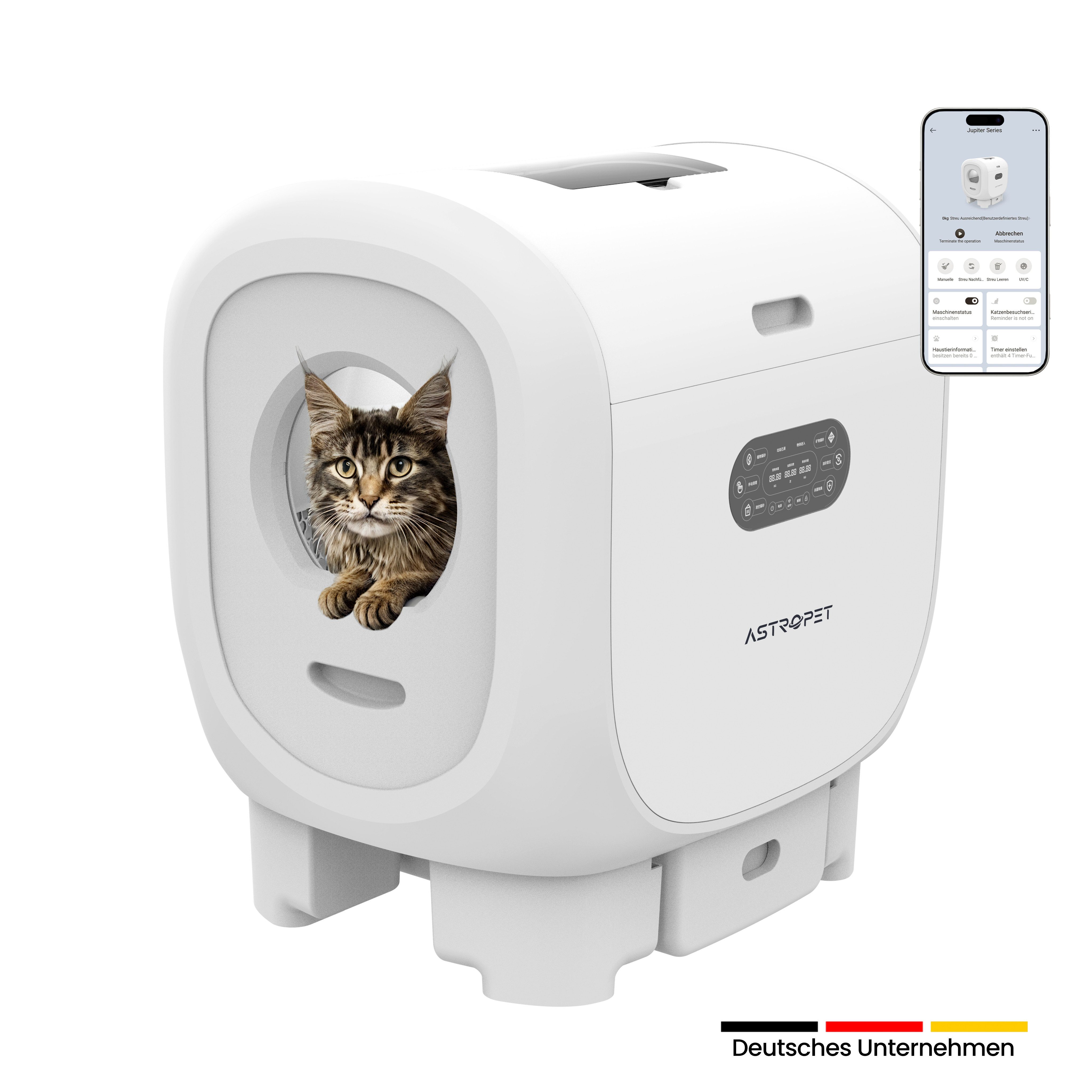 AstroPet Katzentoilette Smartes Selbstreinigendes Katzenklo Jupiter Series Pro App-Steuerung, 63,5x58x74,3 cm, smartes & selbstreinigendes Katzenklo