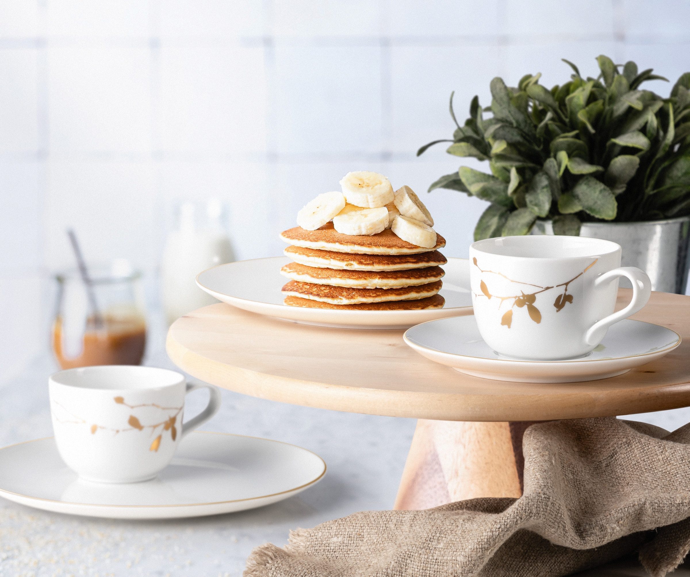 Seltmann Weiden Kaffeeservice Geschirr-Set, 18 Teile, Liberty Golden Rose Hip (18-tlg), 6 Personen, Porzellan, Tassen, Untertassen, Teller, Made in Germany, 18 Teile, für 6 Personen