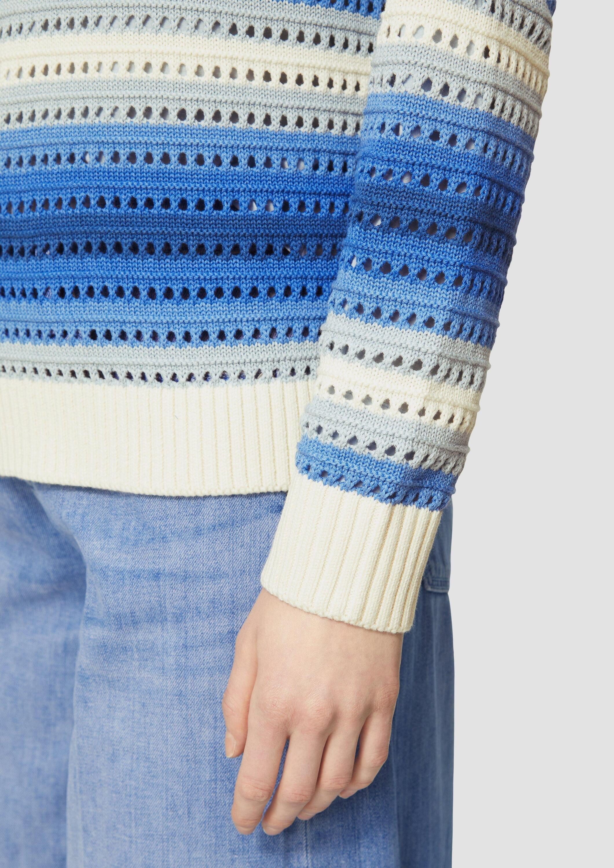 s.Oliver Longpullover Strickpullover Ajour-Pullover aus Baumwollmix
